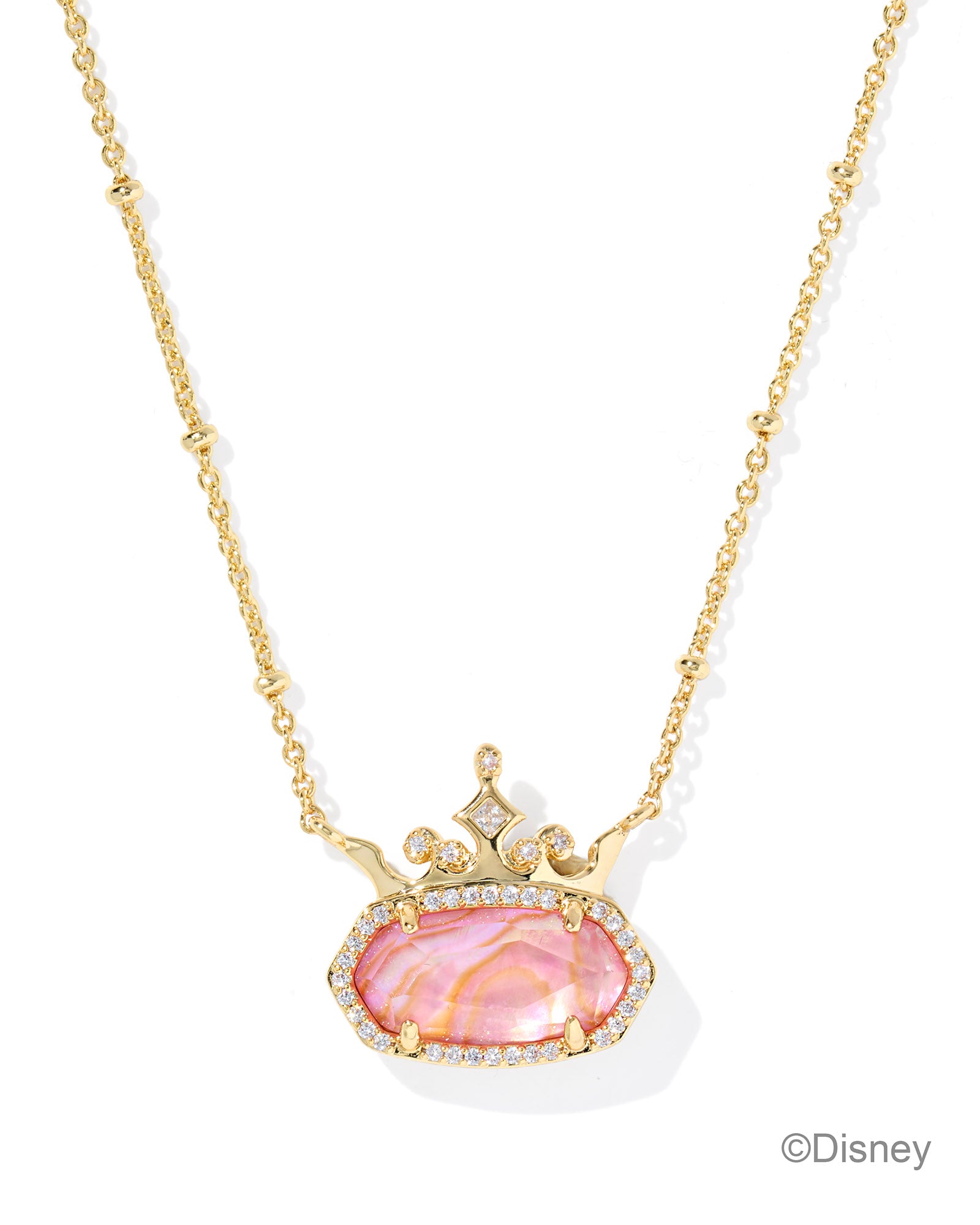 Disney Elisa Princess Necklace in Gold Light Pink Iridescent Abalone