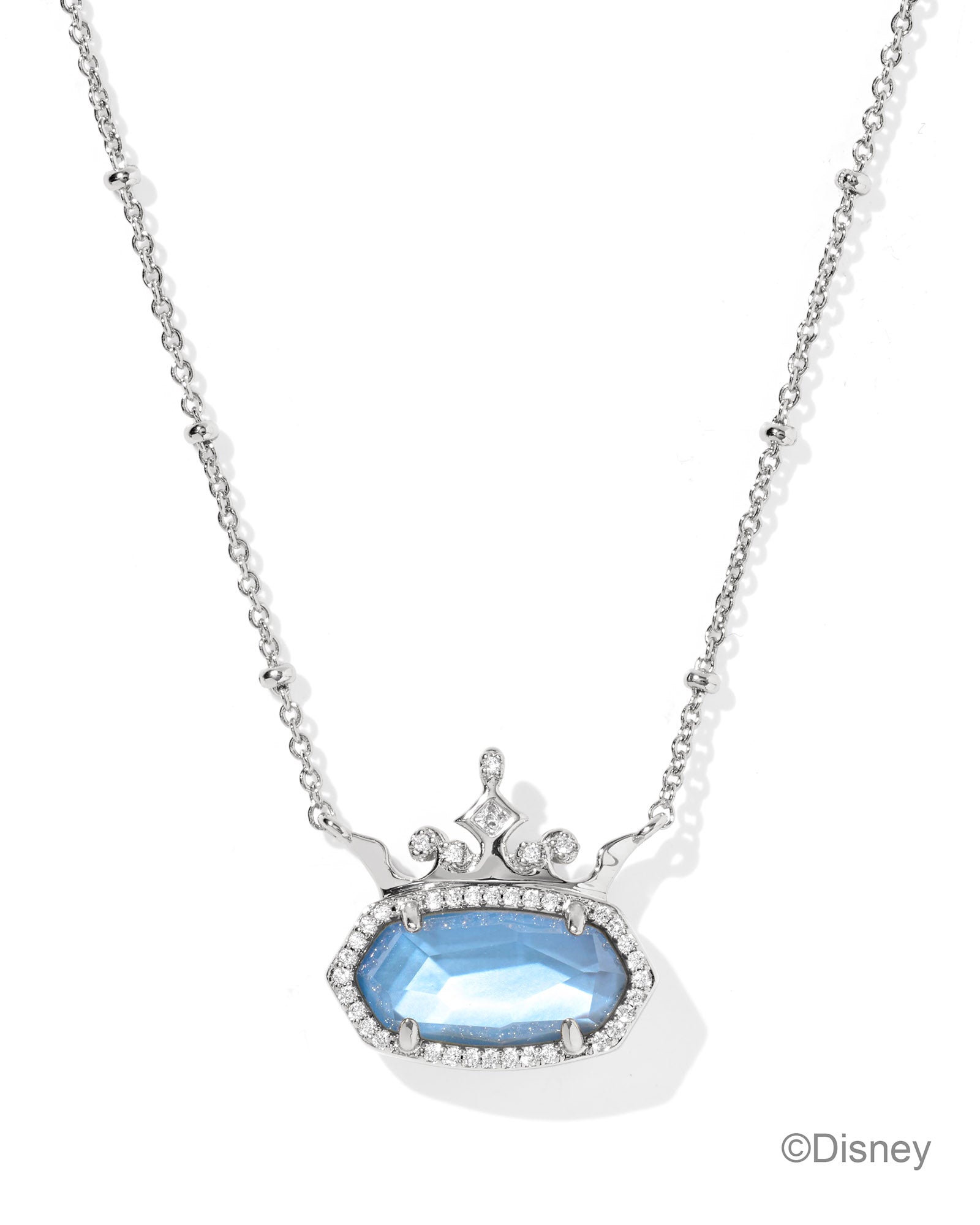 Disney Elisa Princess Necklace in Rhodium Blue Mother of Pearl