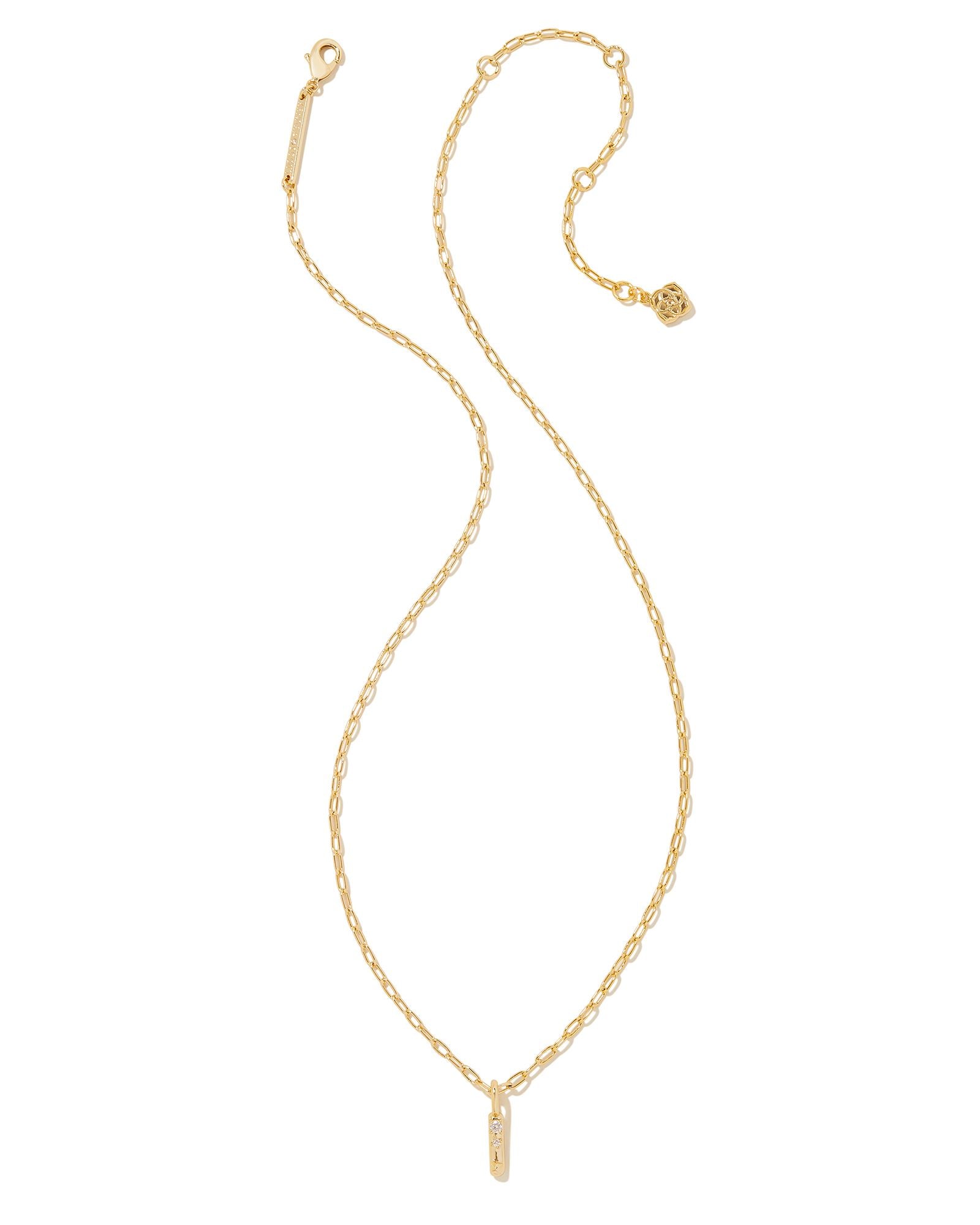 Crystal Letter I Pendant Necklace in Gold Metal