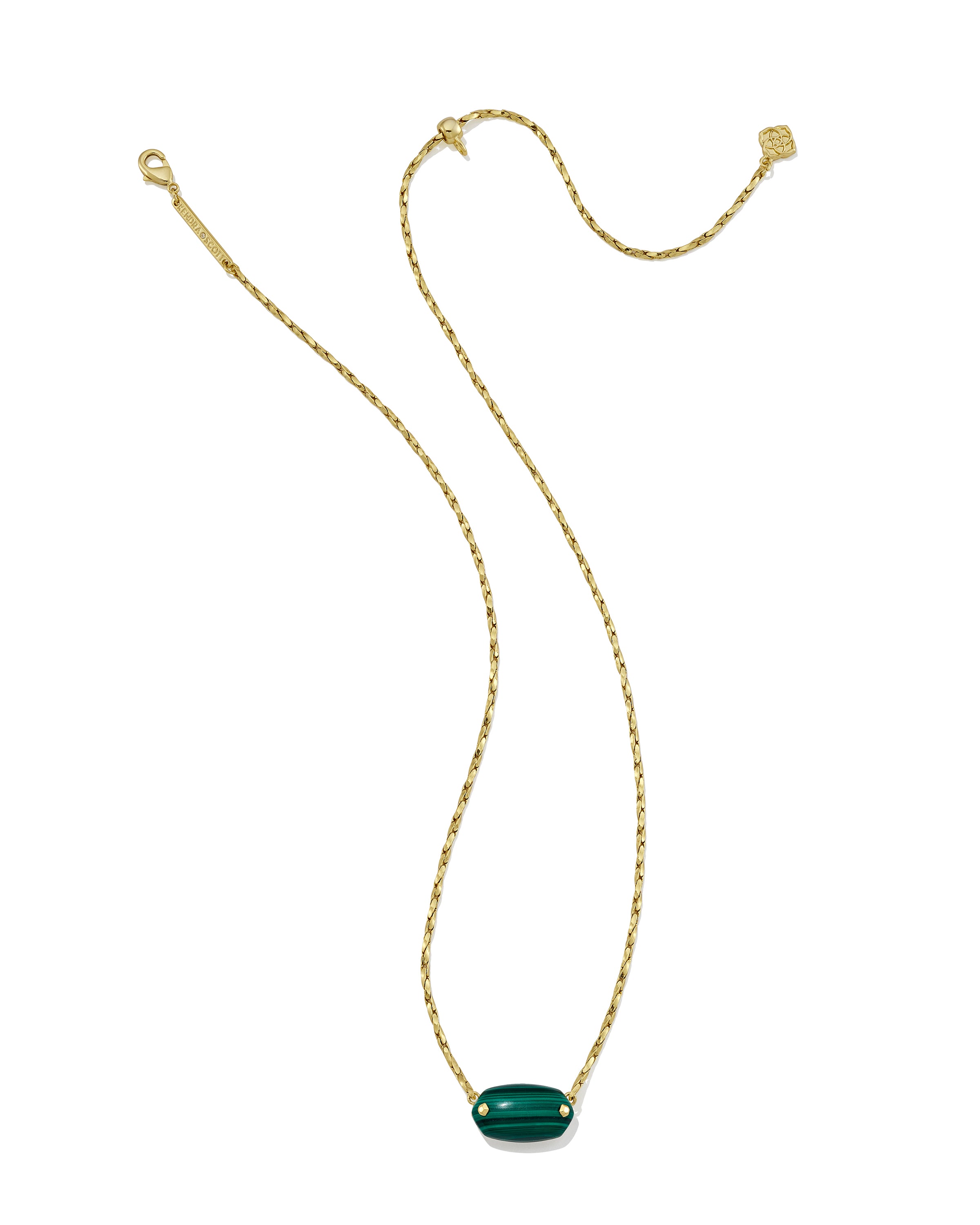 Elisa Riveted Pendant Necklace Gold Green Malachite