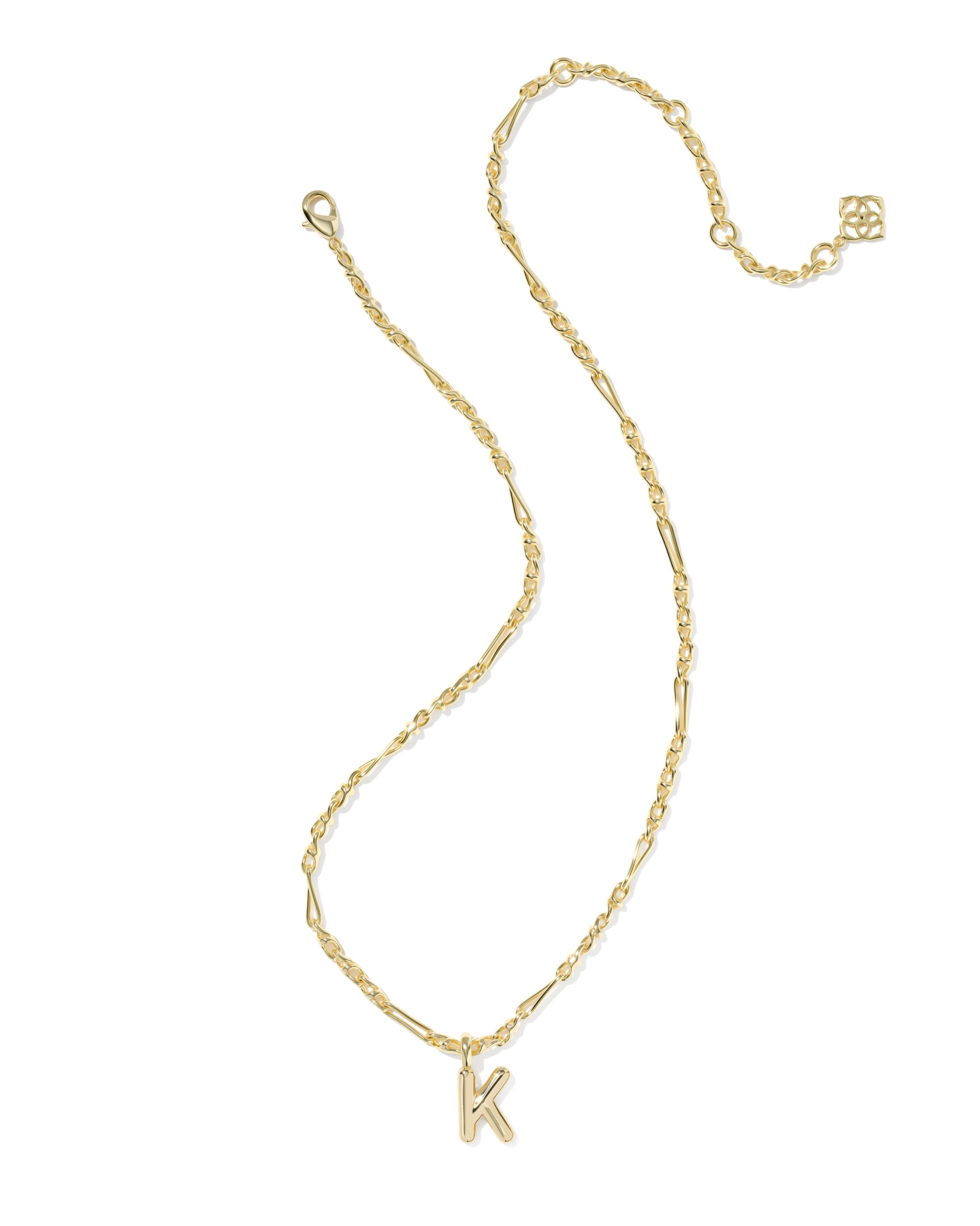 Bubble Letter K Pendant Necklace in Gold