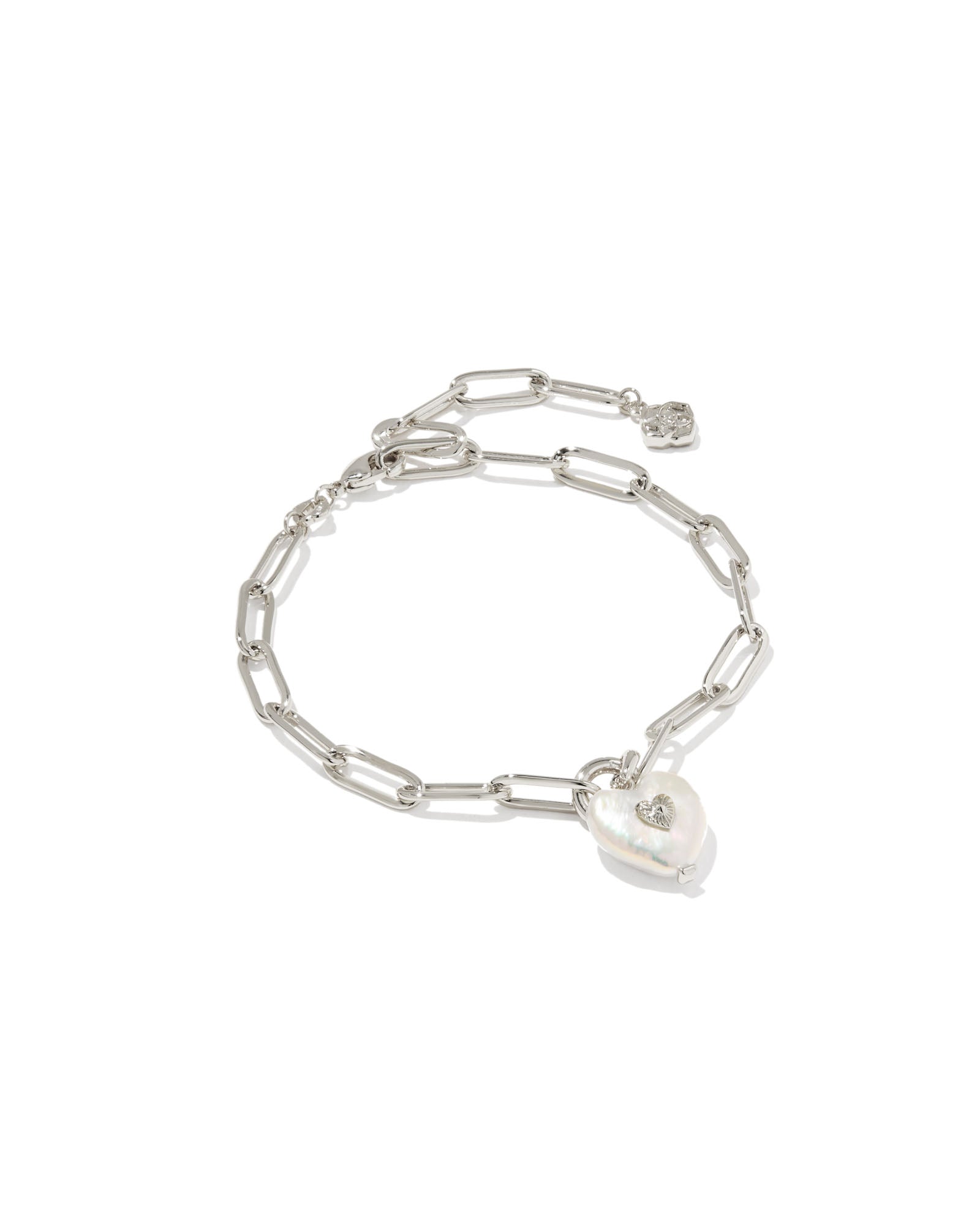 Sasha Heart Chain Bracelet in Silver Freshwater Cultured Pearl