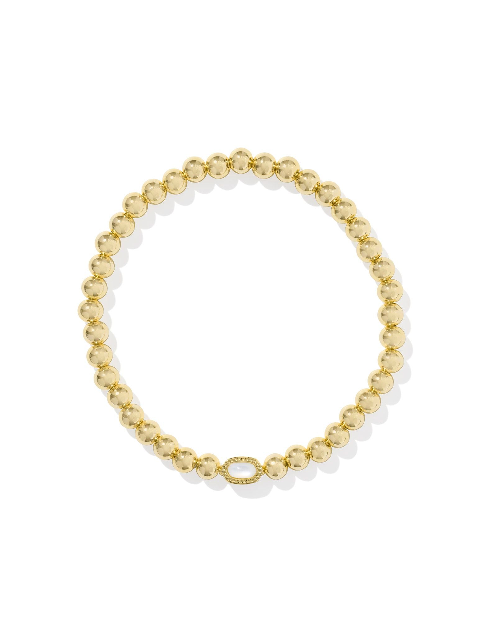 Mini Elaina Stretch Bracelet in Gold Ivory Mother of Pearl