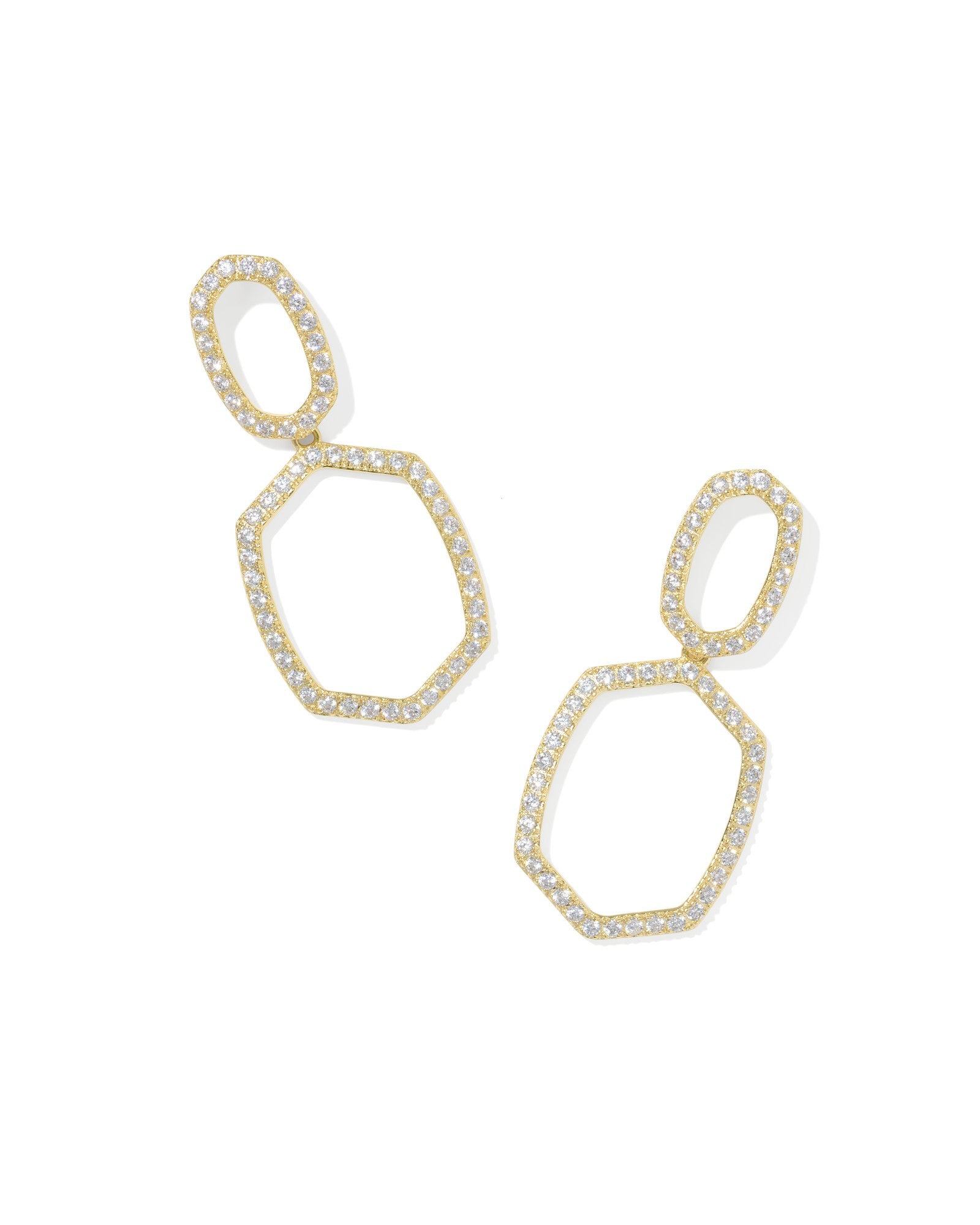 Daphne pave open frame earrings gold white crystal