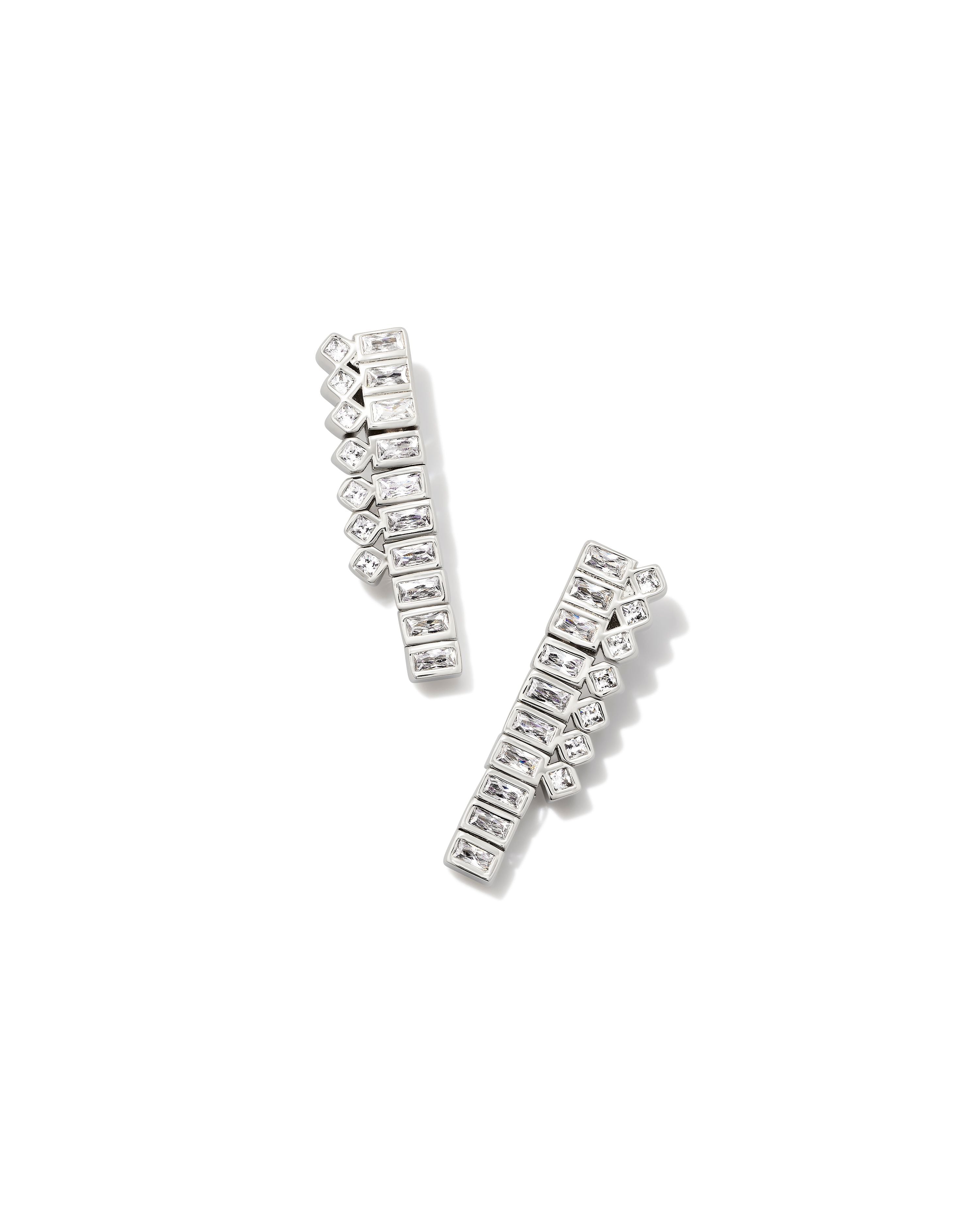 Gracie Tennis Linear Earring Rhodium White CZ