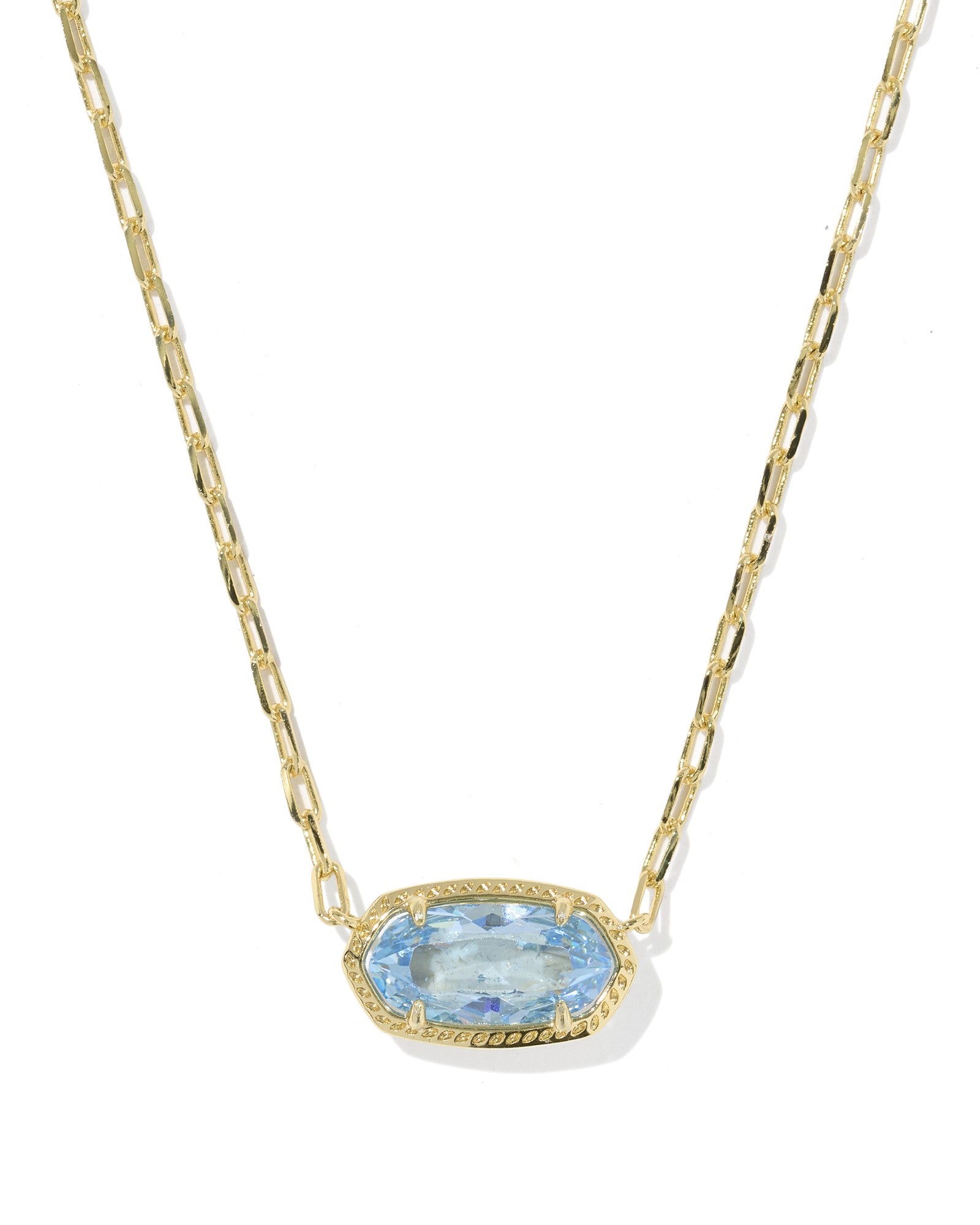 Elisa luxe short pendant necklace gold light blue crystal
