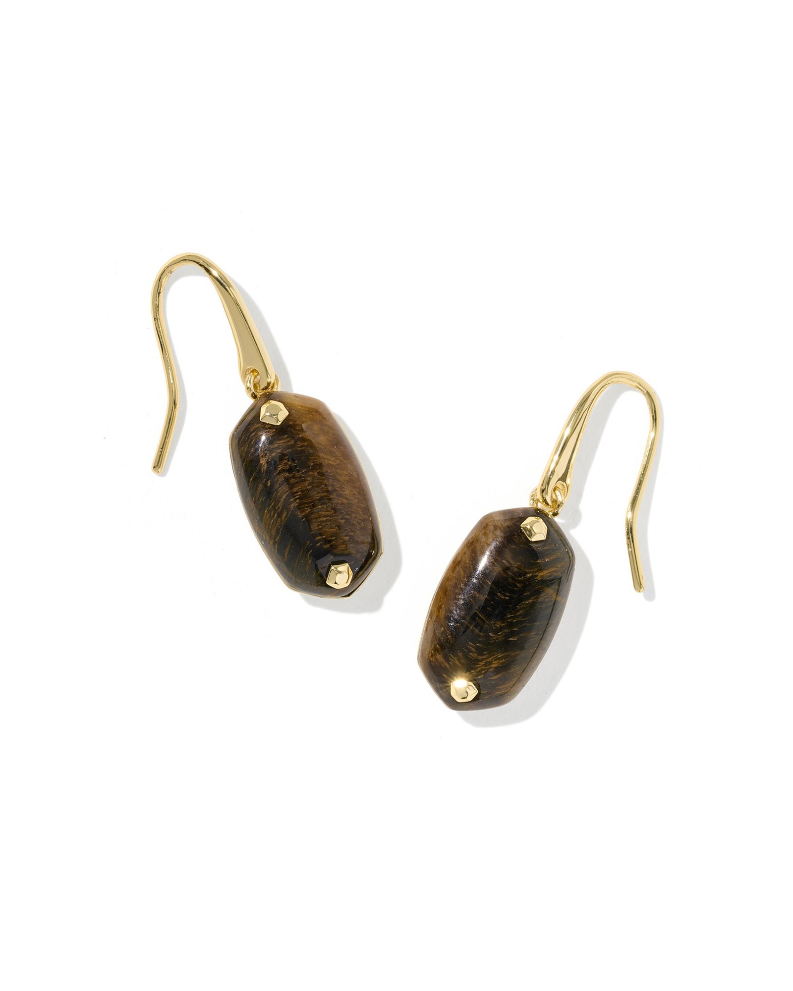 Lee Riveted Drop Earring Gold Dark Brown Hawks Eye