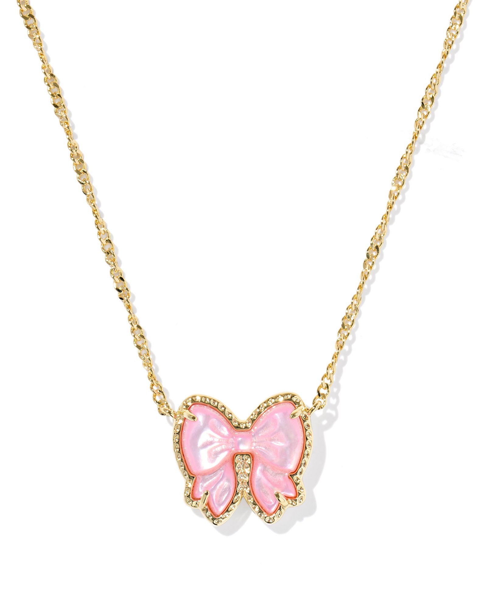 Haley Bow Short Pendant Necklace Gold Blush Mother of Pearl