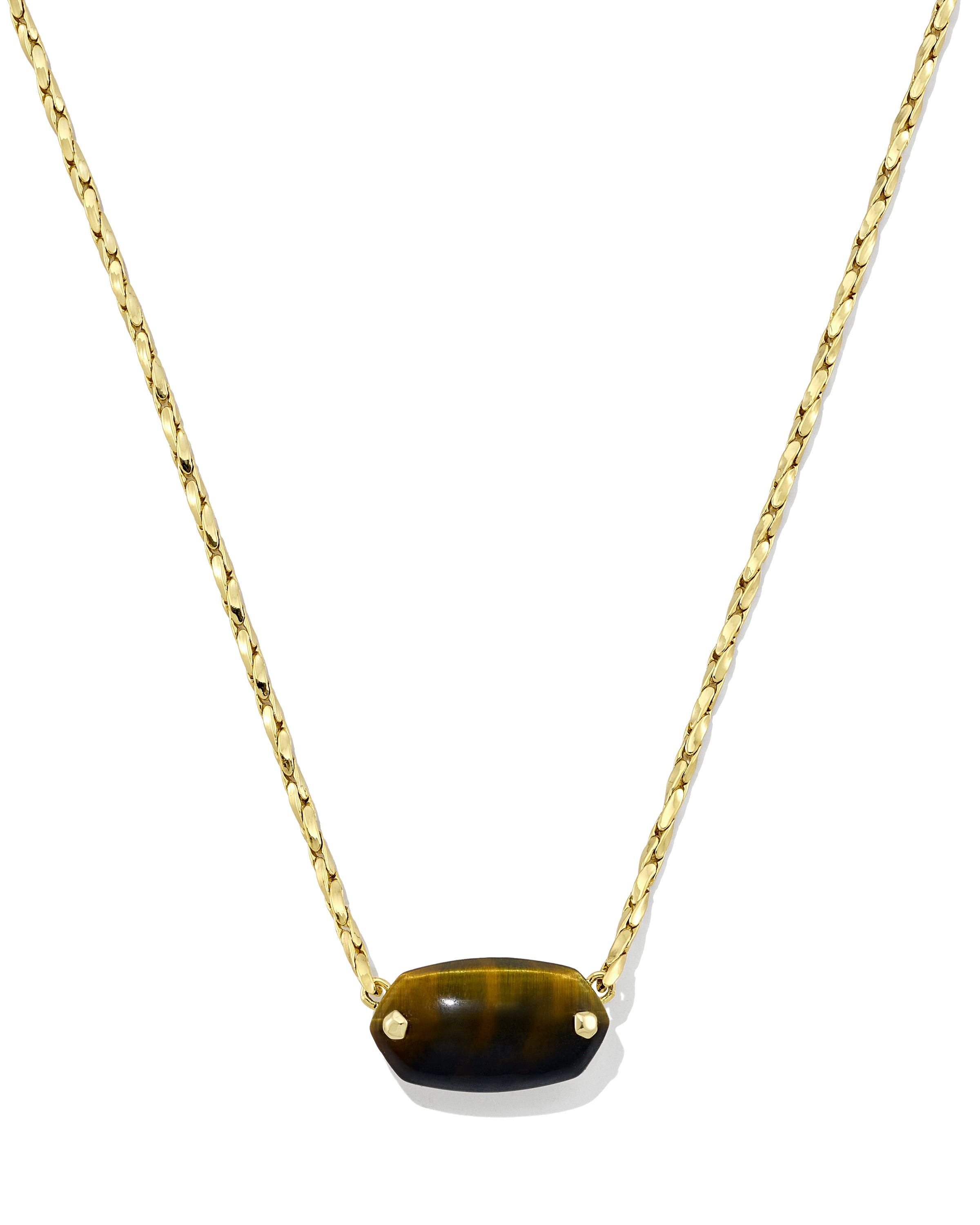 Elisa Riveted Pendant Necklace Gold Dark Brown Hawks Eye