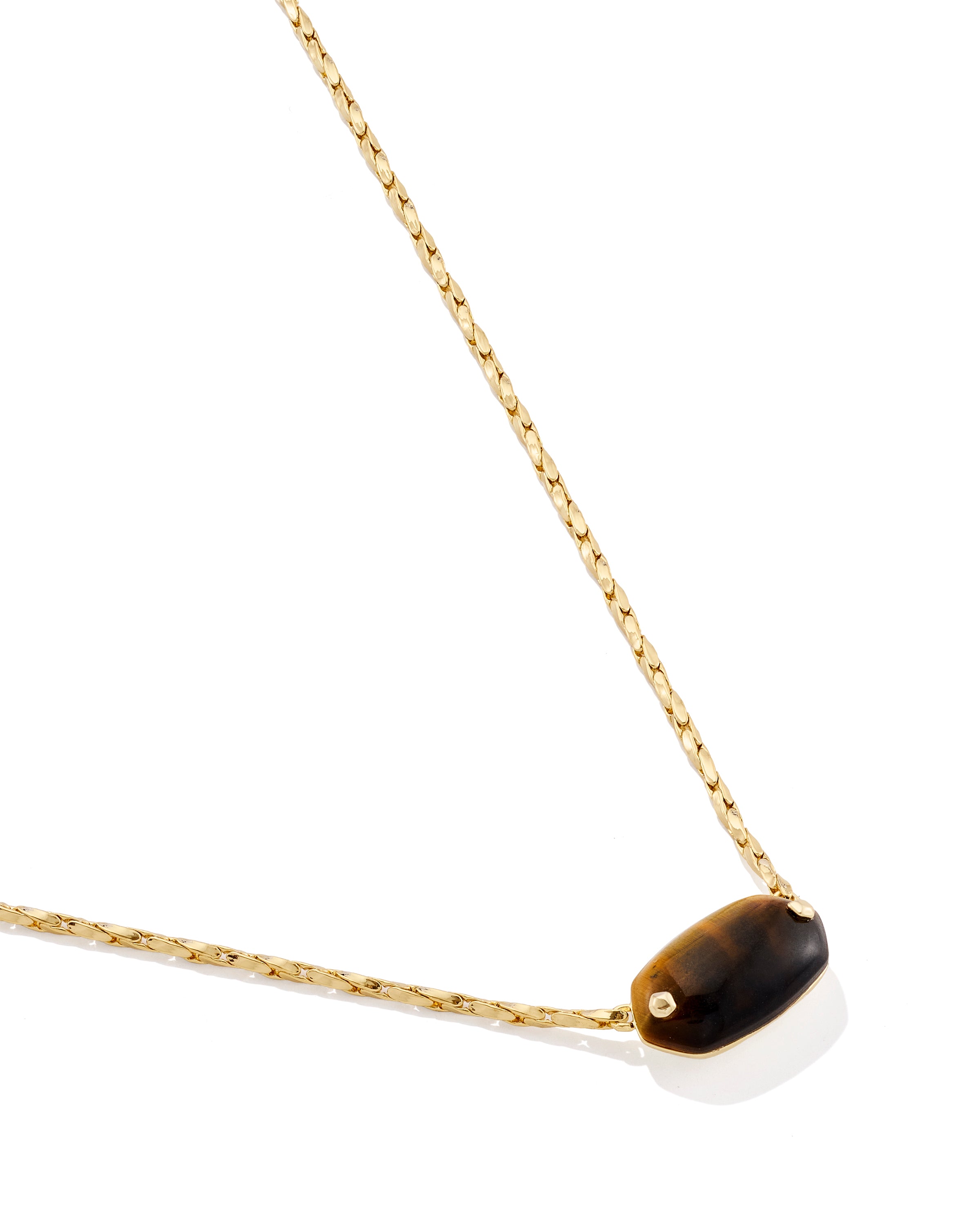 Elisa Riveted Pendant Necklace Gold Dark Brown Hawks Eye