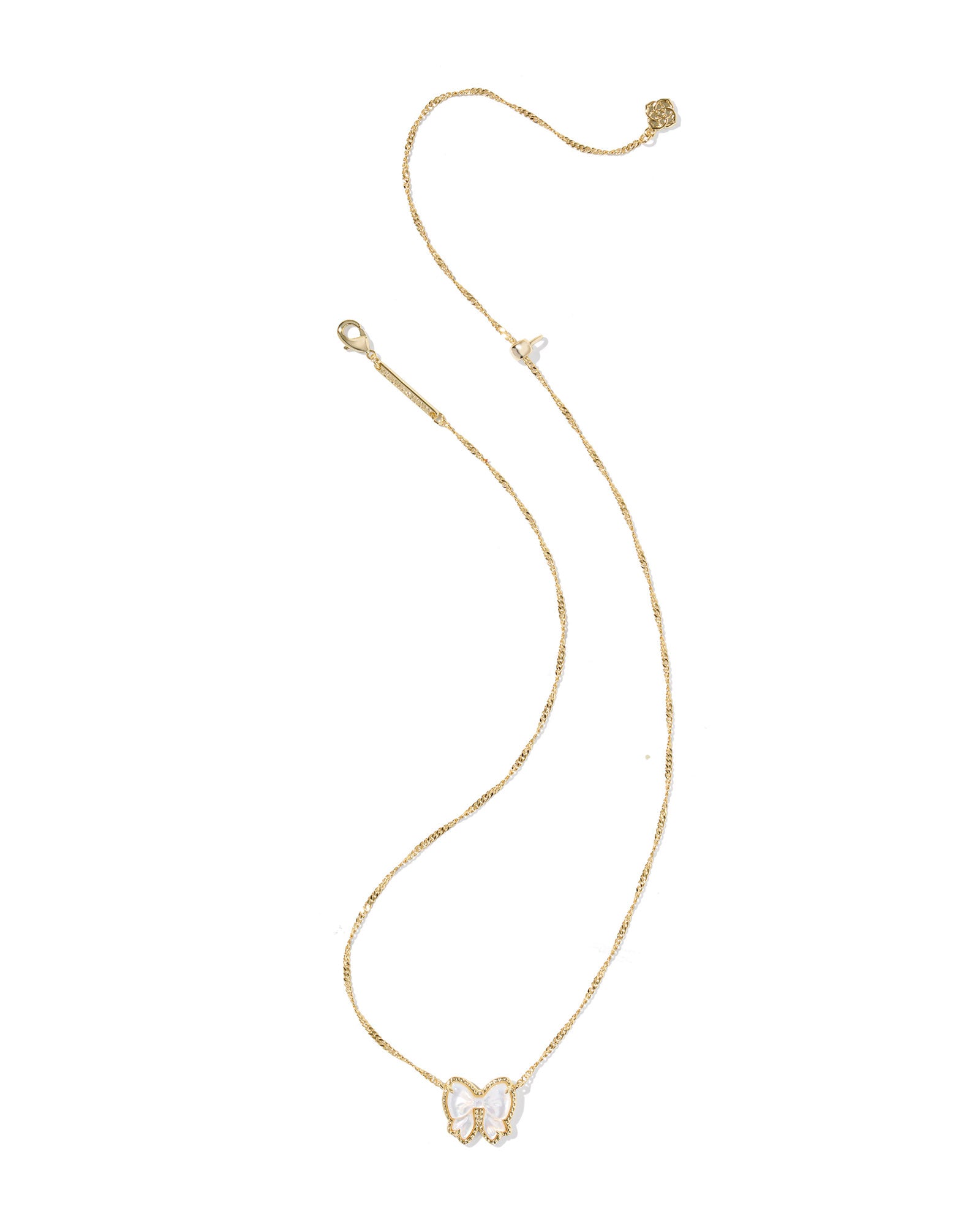 Haley Bow Short Pendant Necklace Gold Ivory Mother of Pearl