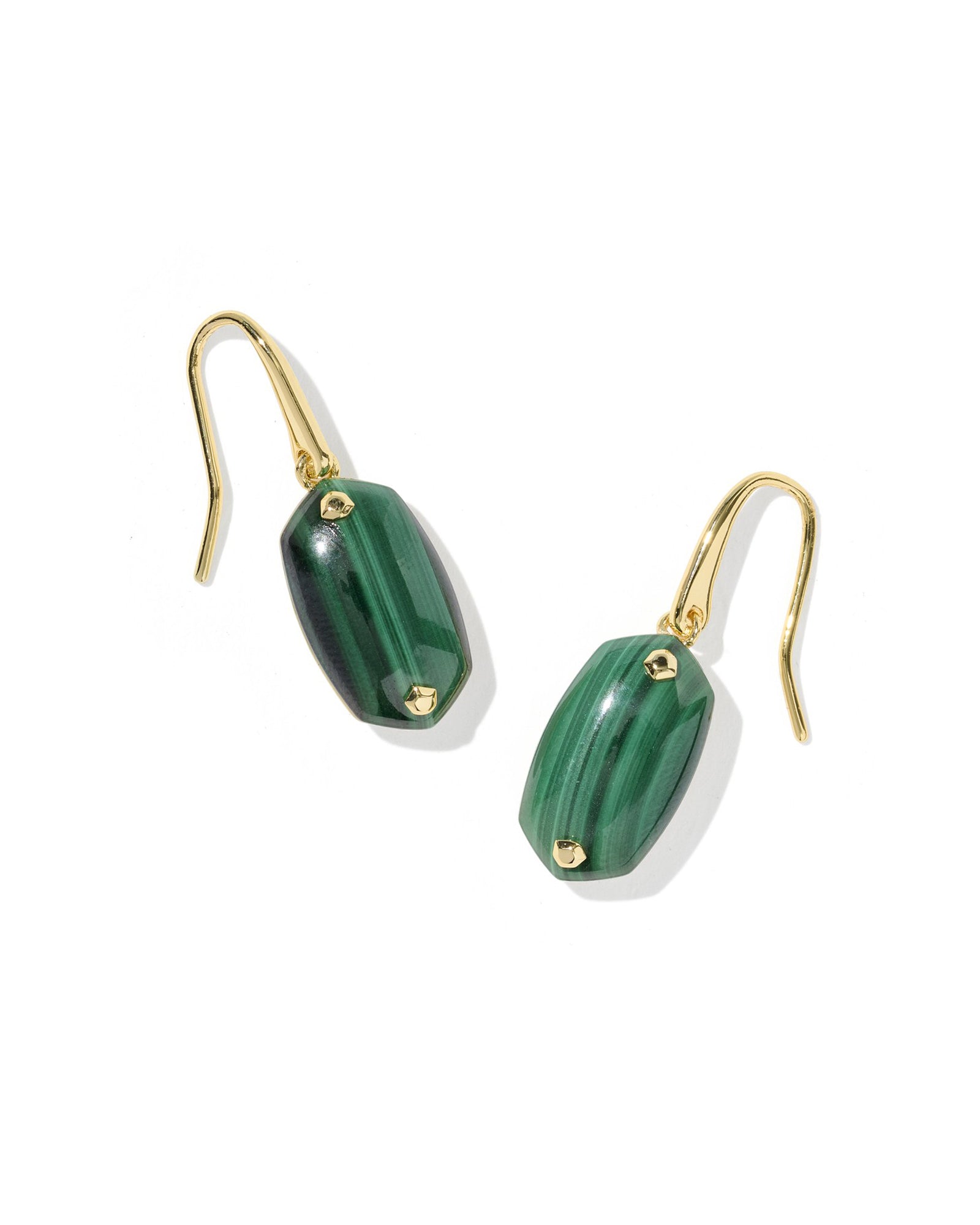 Lee Riveted Drop Earring Gold Green Malachite