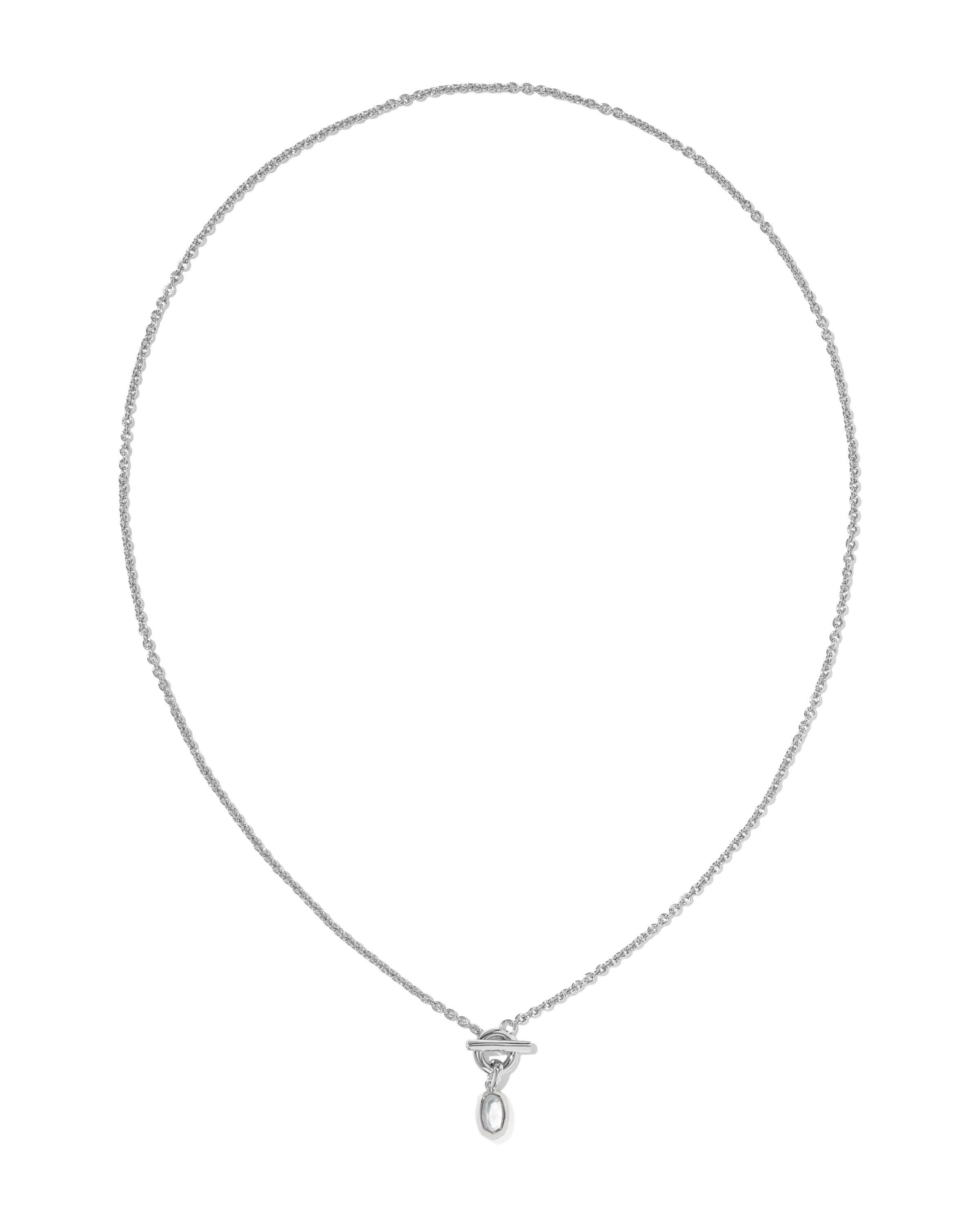 Mini Elisa Toggle Pendant Necklace in Rhodium Ivory Mother of Pearl