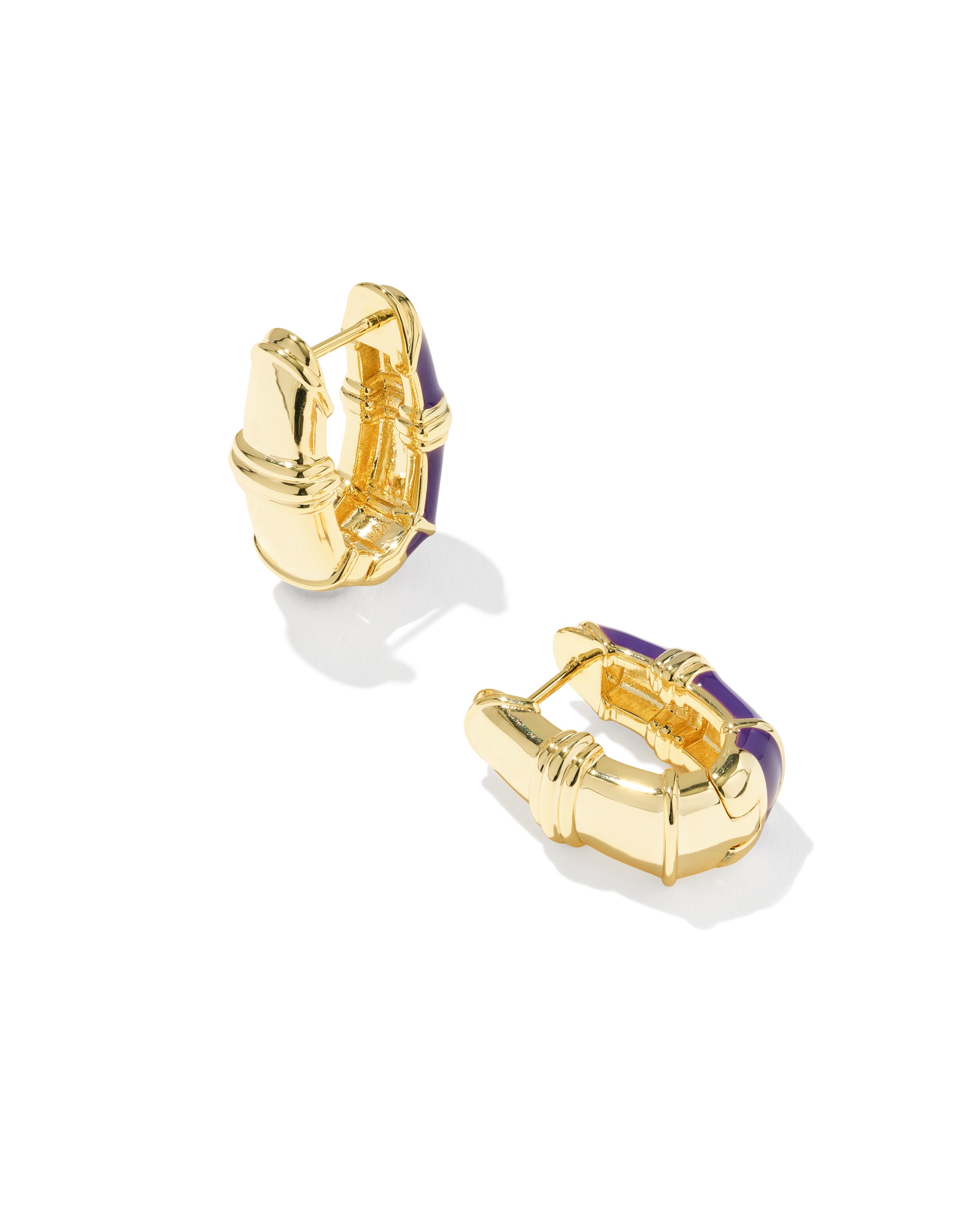 Courtney Enamel Huggie Earring in Gold Purple Enamel