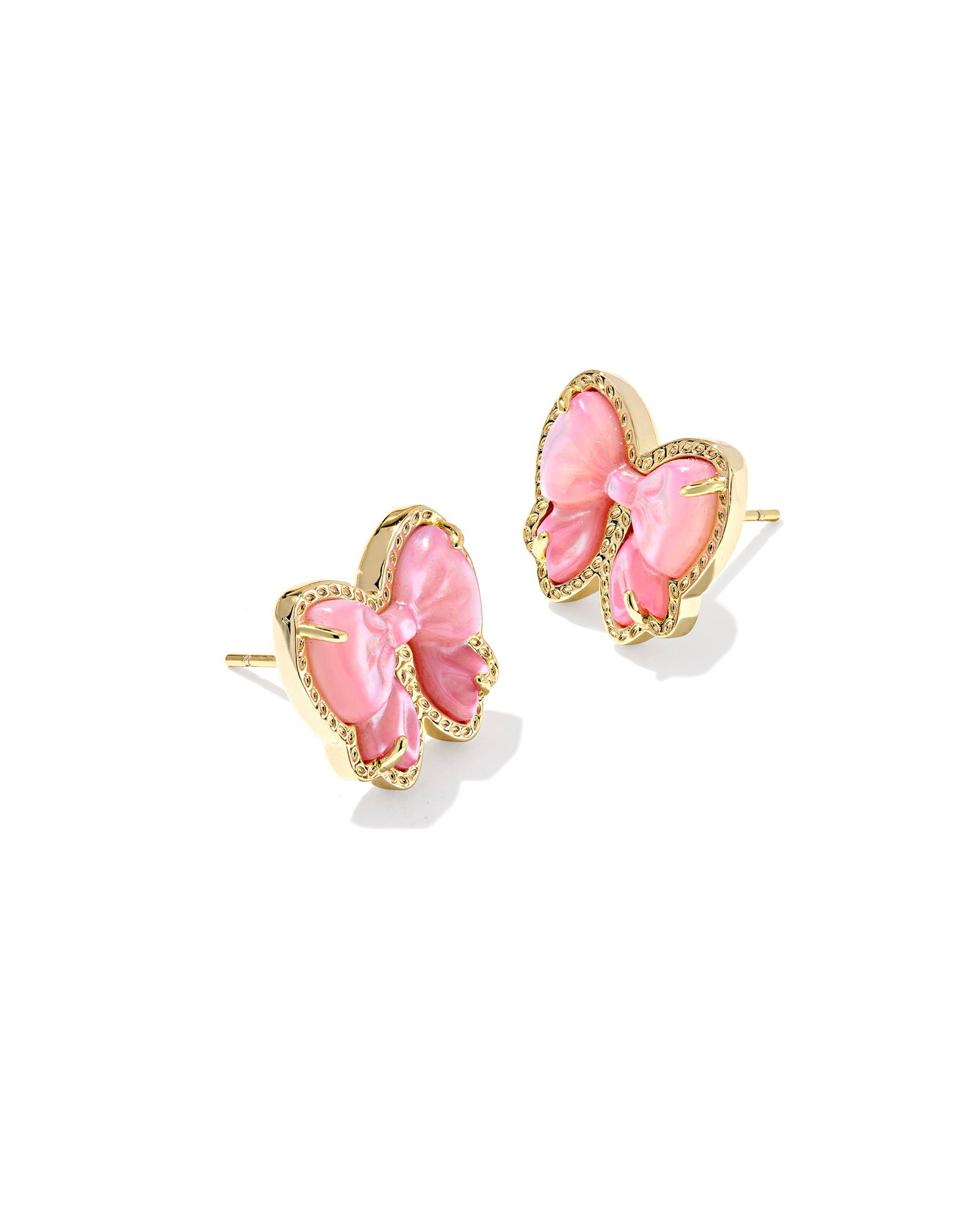 Haley Bow Stud Earrings Gold Blush Mother of Pearl
