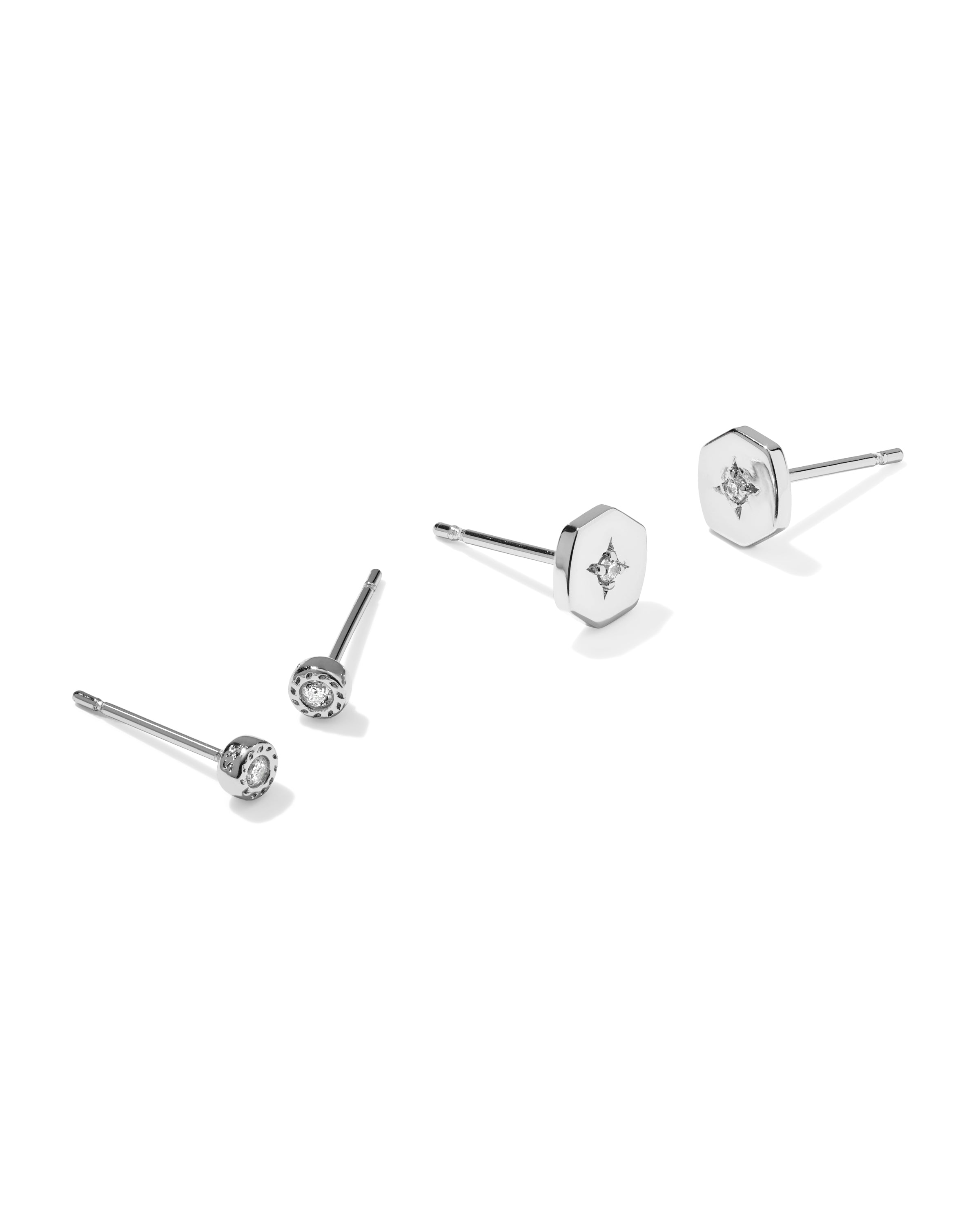 Arlene Stud Earring Set in Rhodium