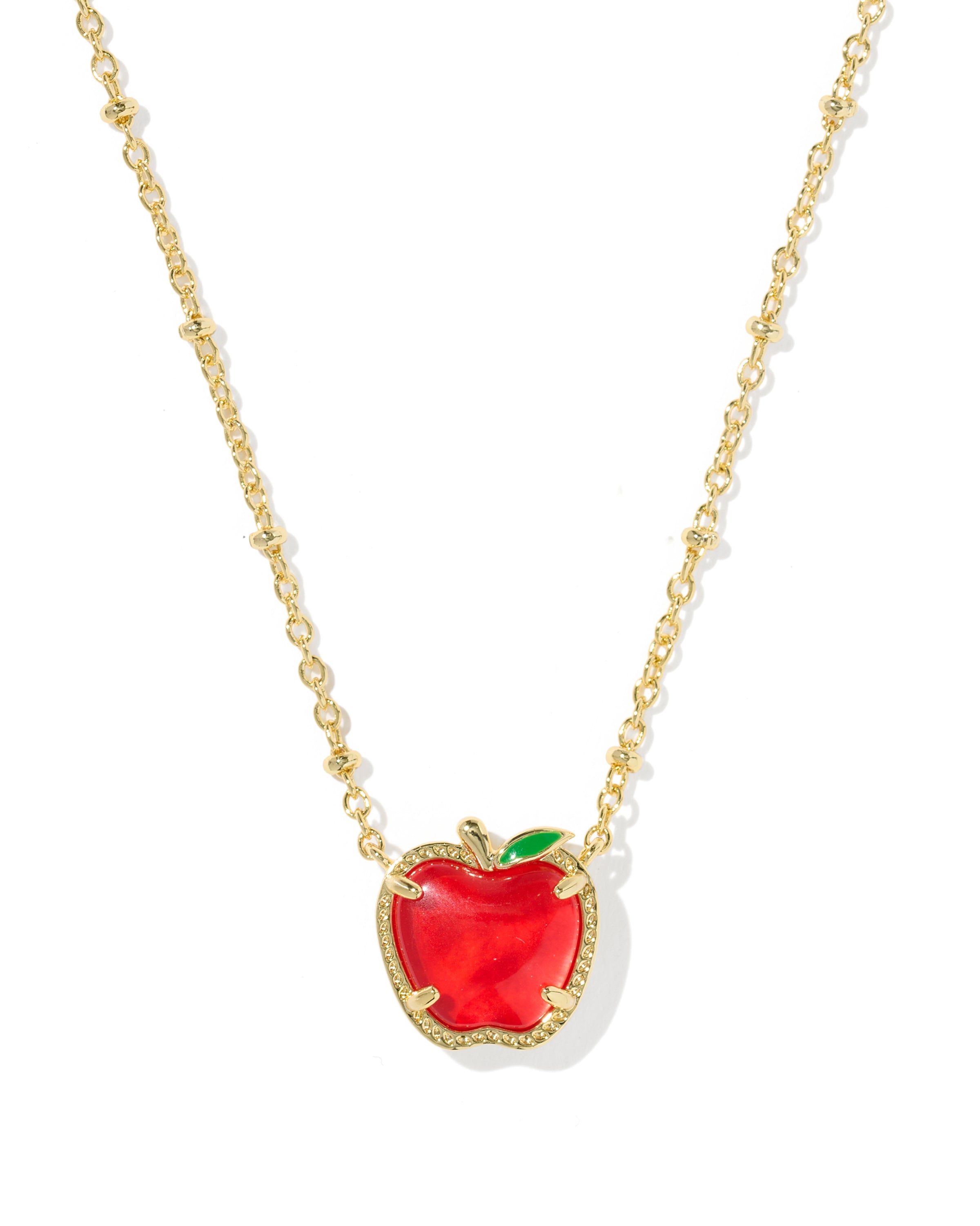 Apple Short Pendant Necklace in Gold Red Illusion