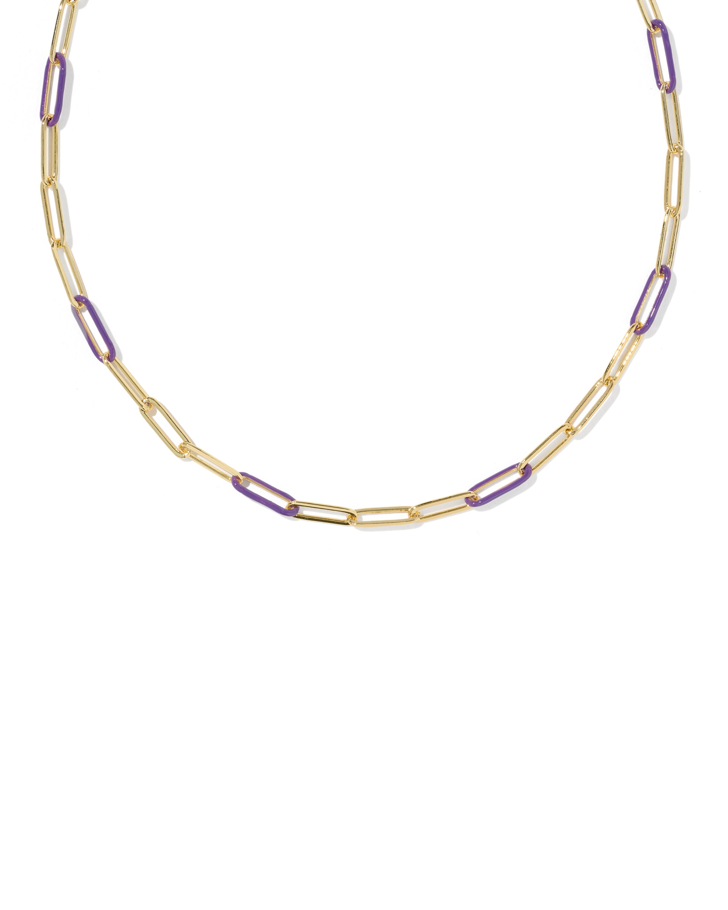 Courtney Enamel Link Necklace in Gold Purple Enamel