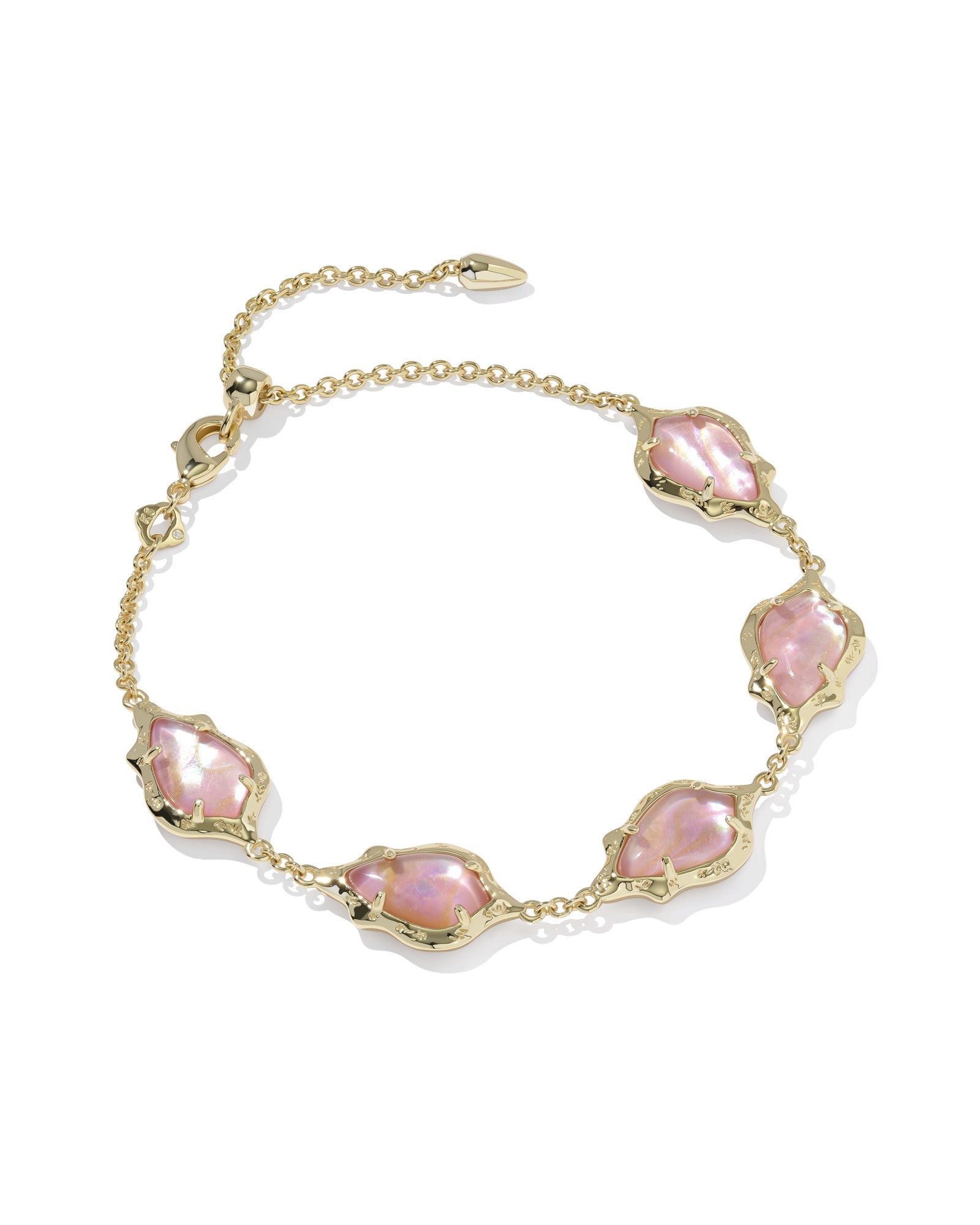 Adriana scallop frame bracelet gold light pink iridescent abalone