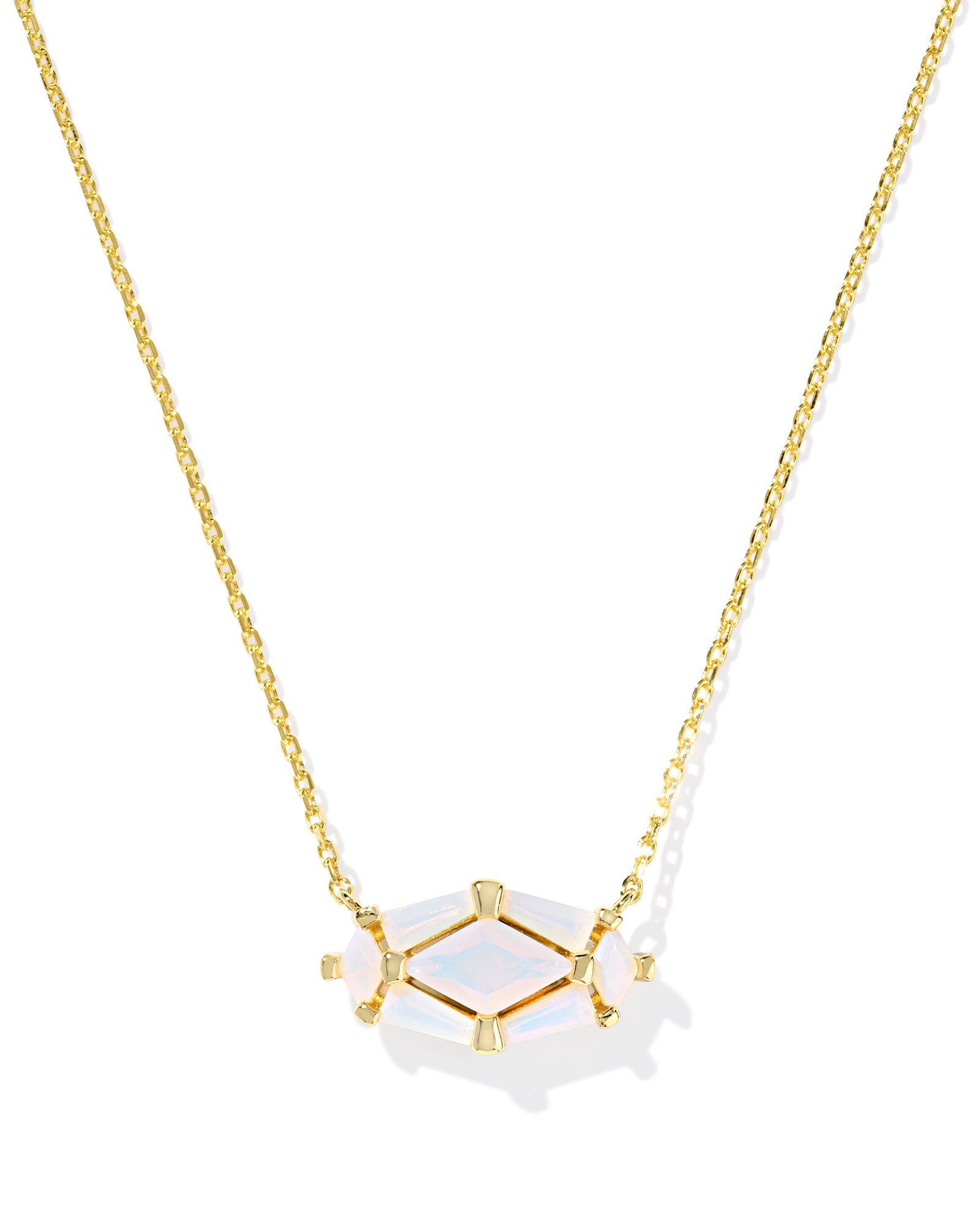 Lindy Rae Elisa Pendant Necklace in Gold White Opalite Crystal