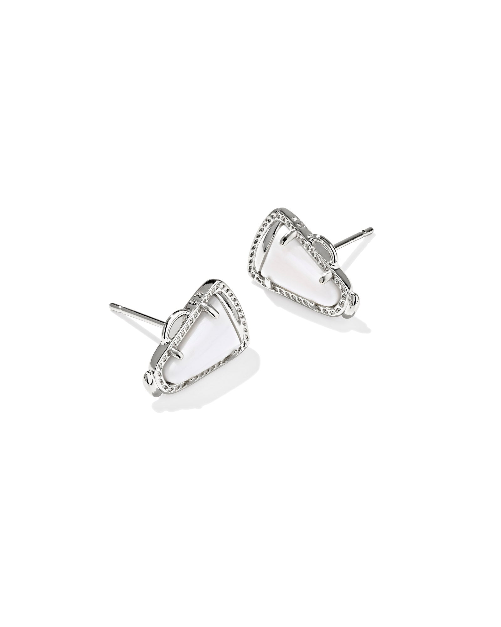 Cheer Stud Earring in Silver White Mother of Pearl