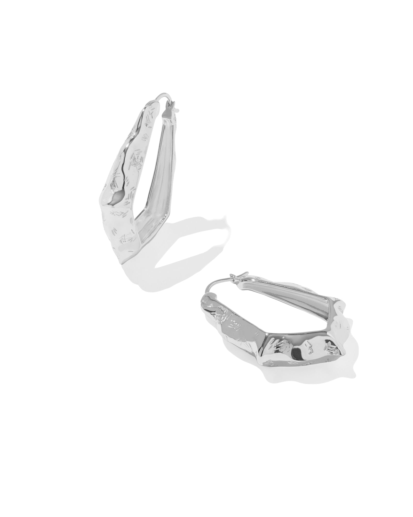 Adriana Scallop Frame Silver Hoop Earrings