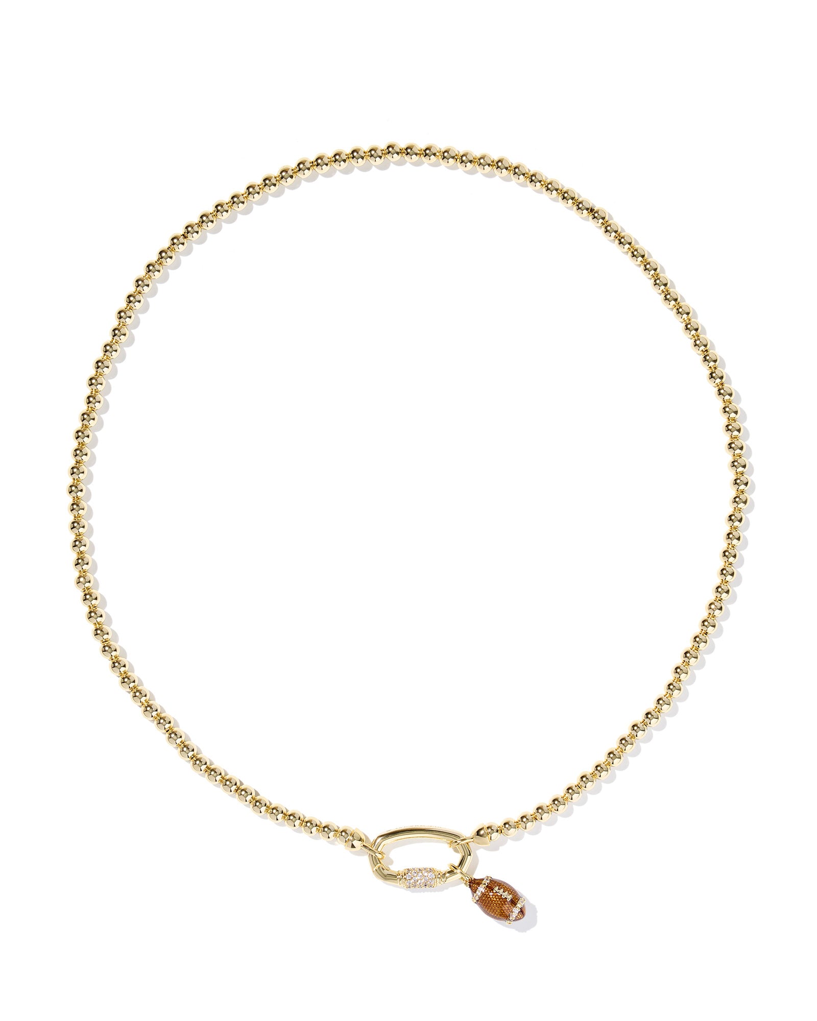 Football Metal Strand Necklace in Gold Metal White CZ