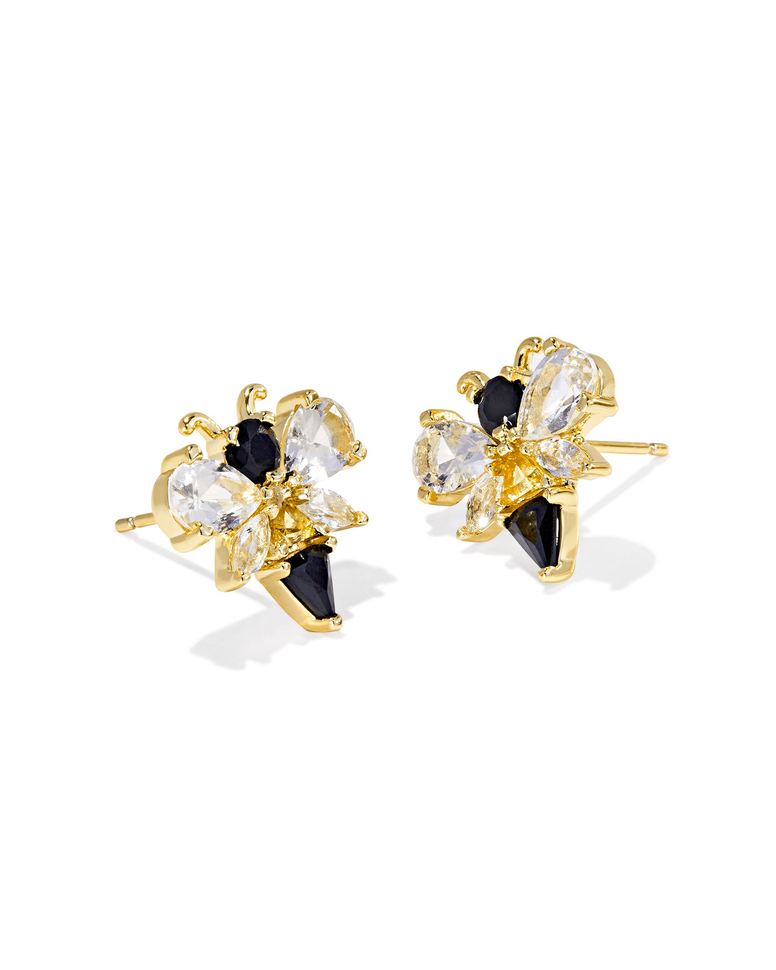 Bee Stud Earring in Gold Black Yellow Mix