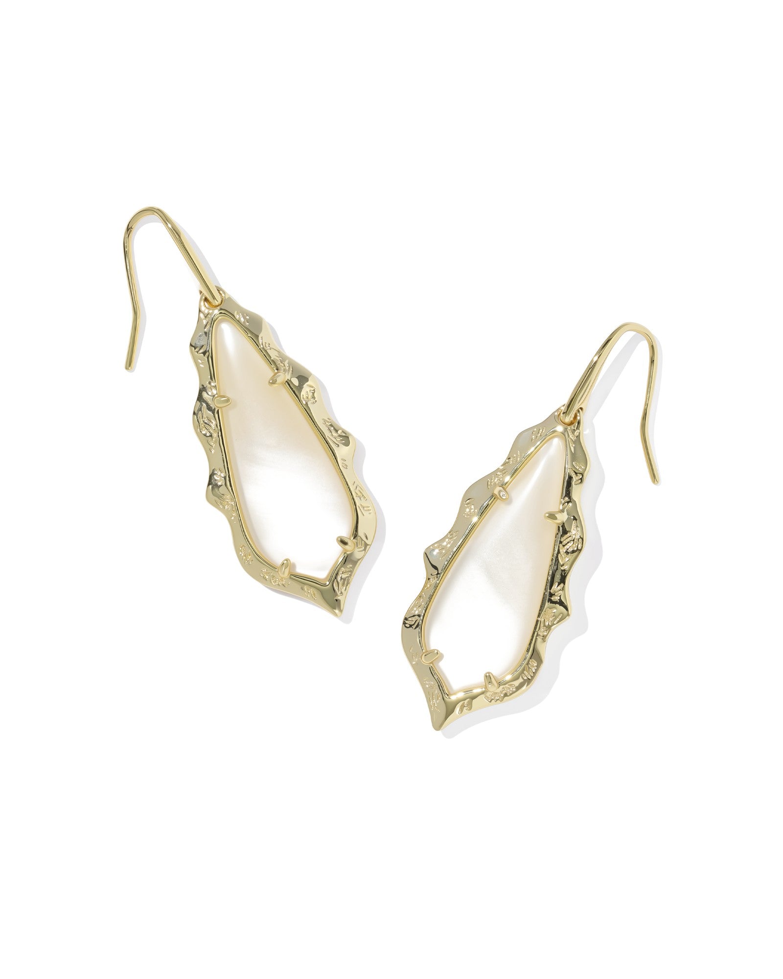 Adriana Scallop Frame Gold Drop Earrings Mother of Pearl