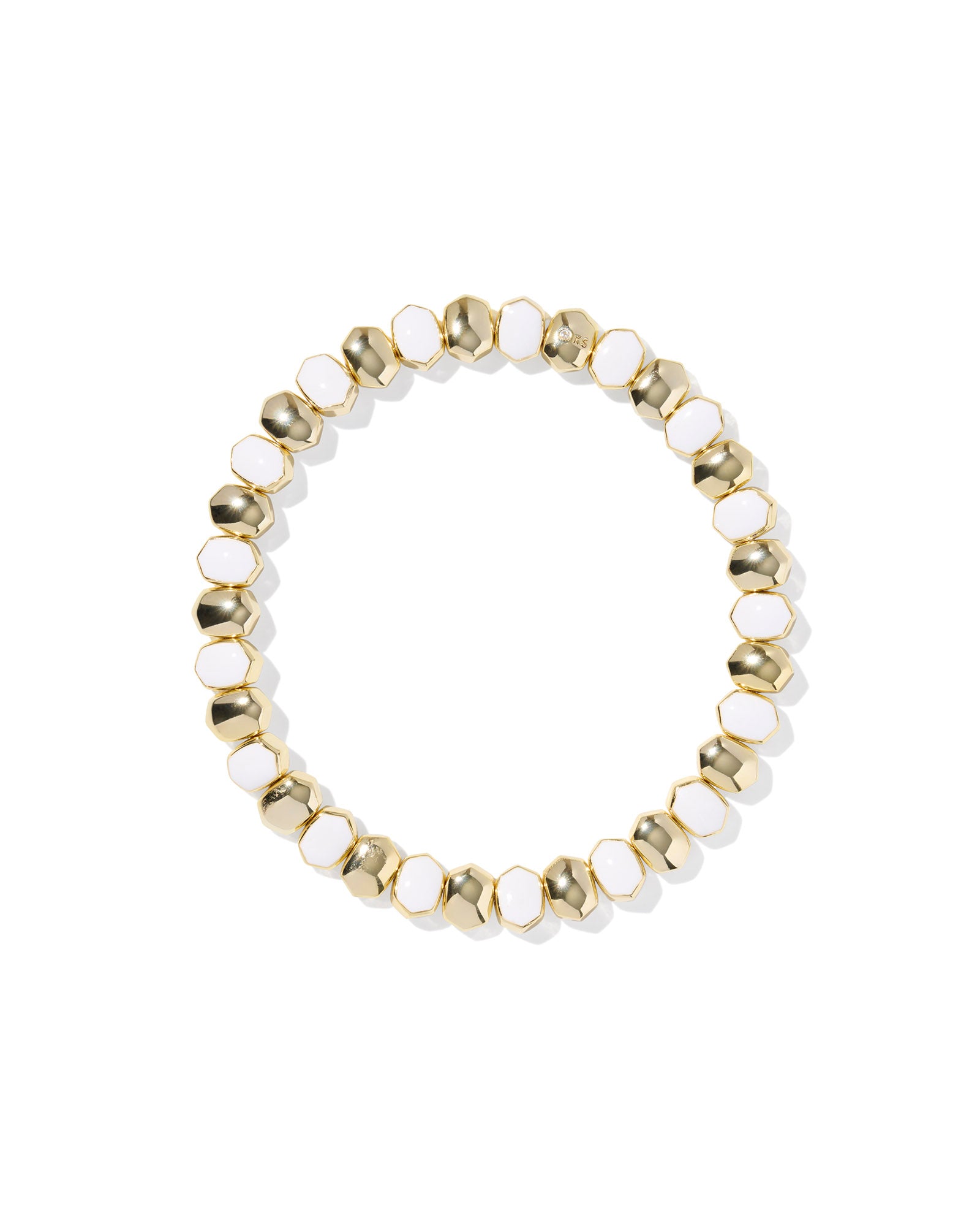 Daphne Enamel Stretch Bracelet in Gold and White
