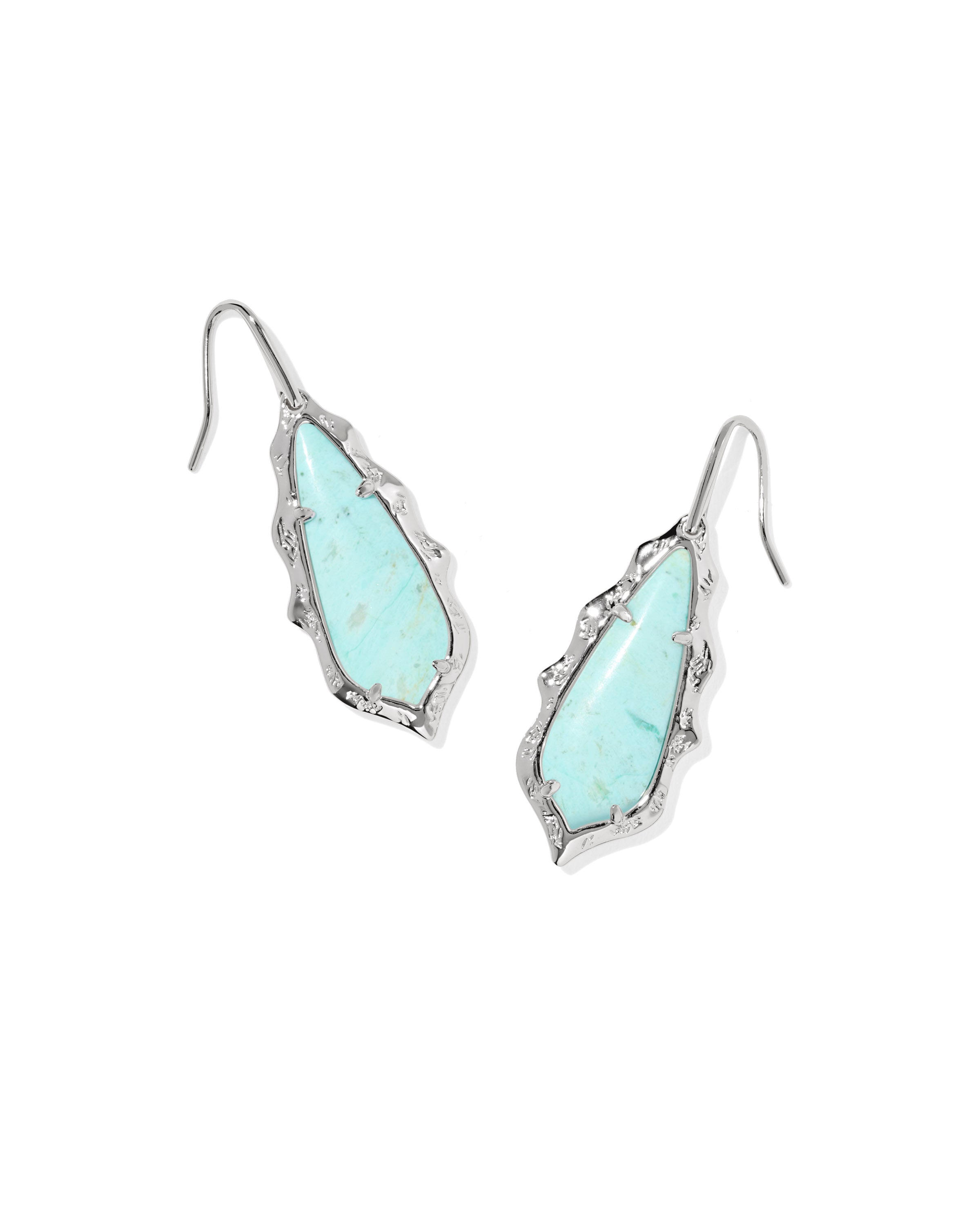 Adriana Scallop Frame Silver Drop Earrings Sea Green
