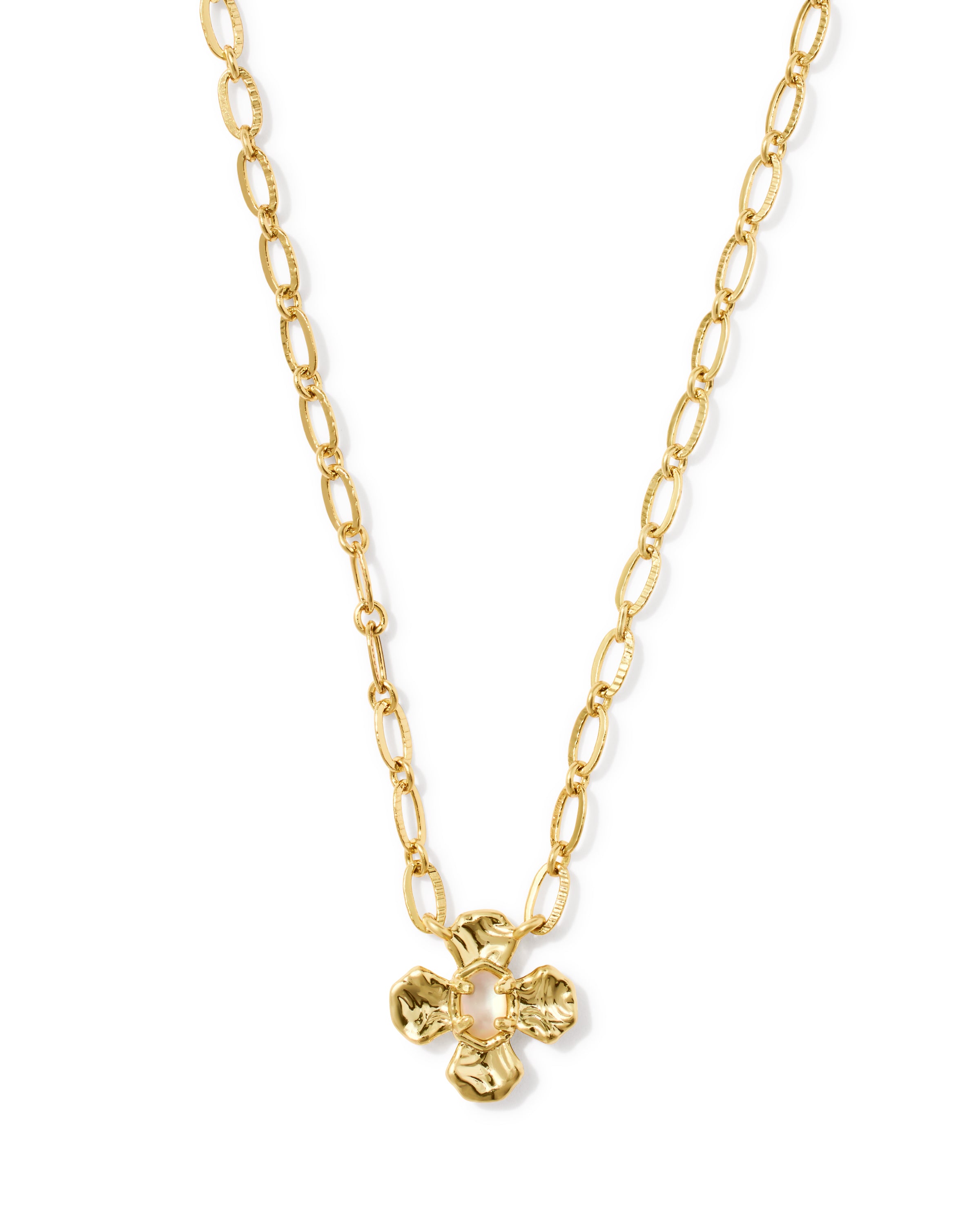 Leanne Short Pendant Necklace in Gold Natural Mother of Pearl