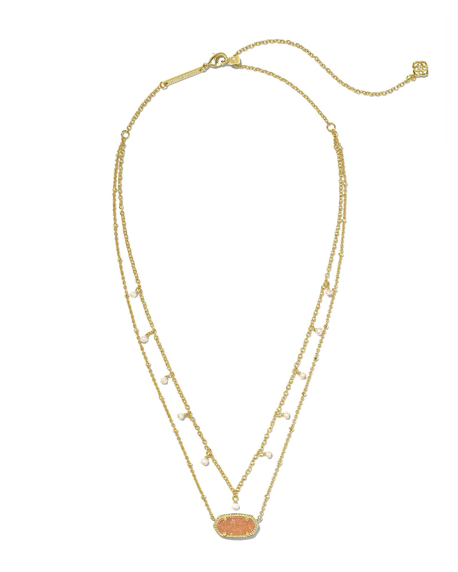 Elisa Pearl Multi Strand Necklace in Gold Sand Drusy