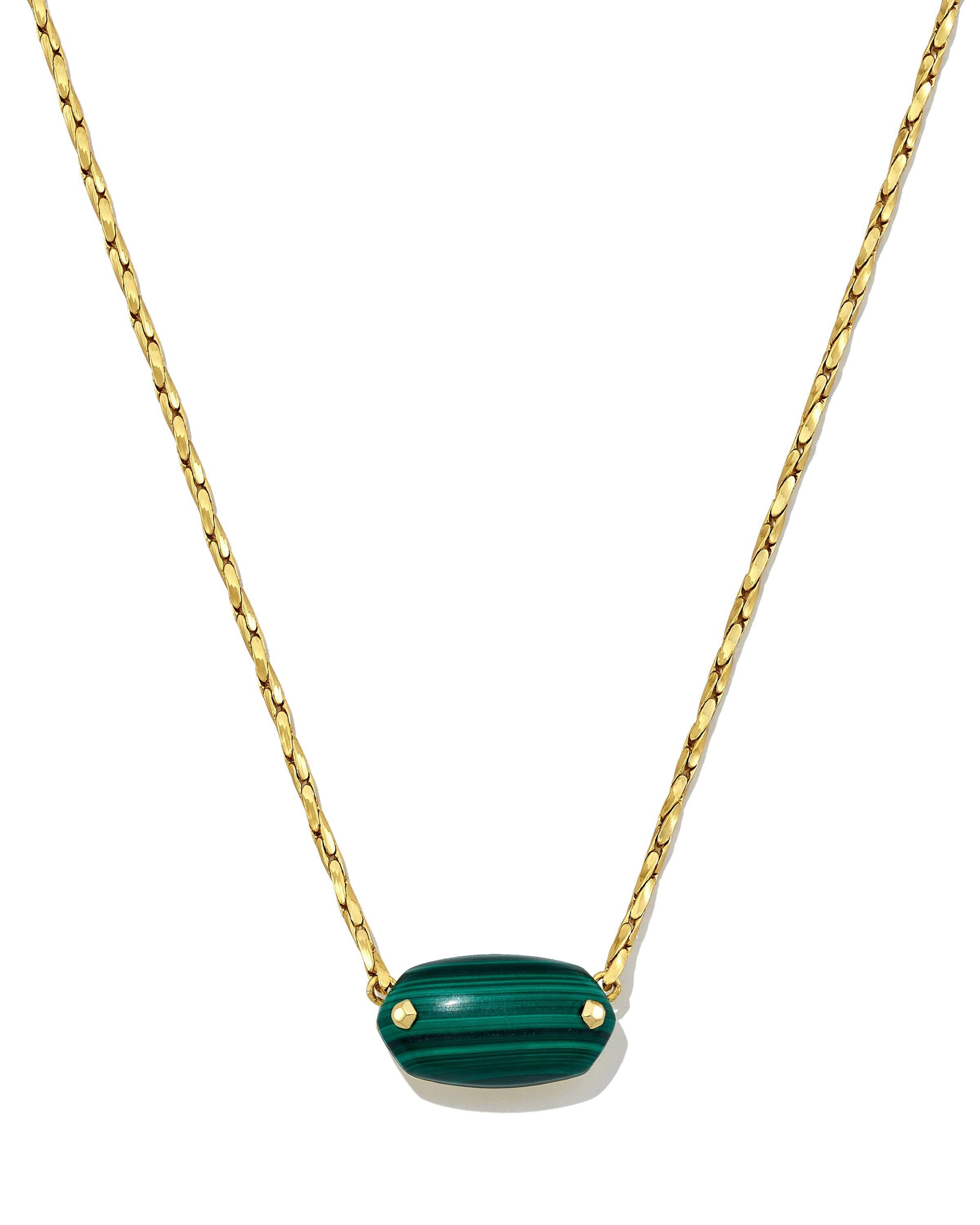 Elisa Riveted Pendant Necklace Gold Green Malachite