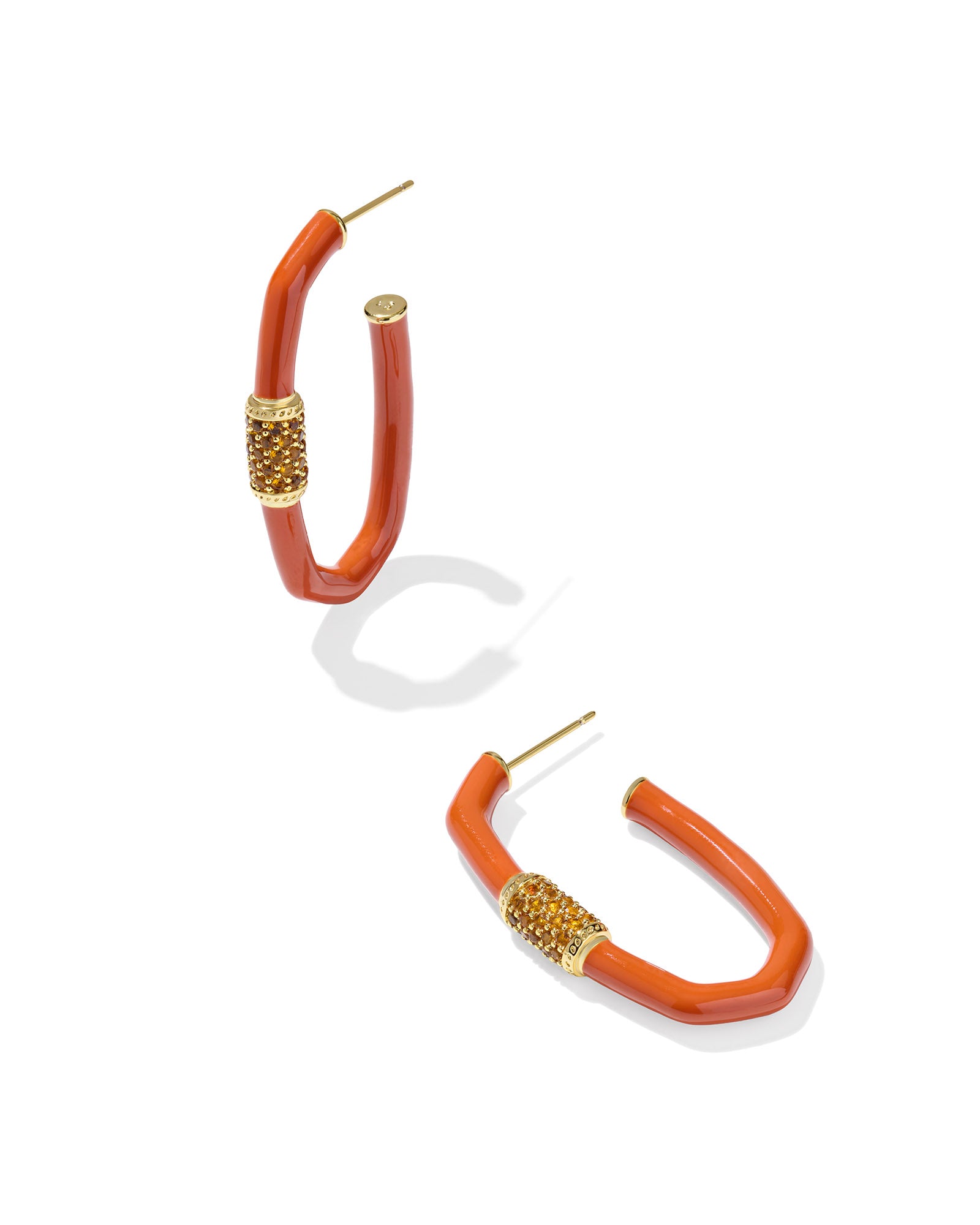 Emery Large Enamel Hoop Earrings in Gold Orange Mix