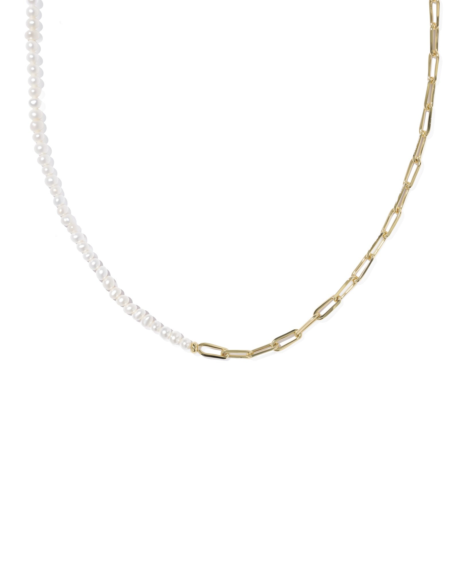 Markie half chain necklace gold freshwater cultured pearl