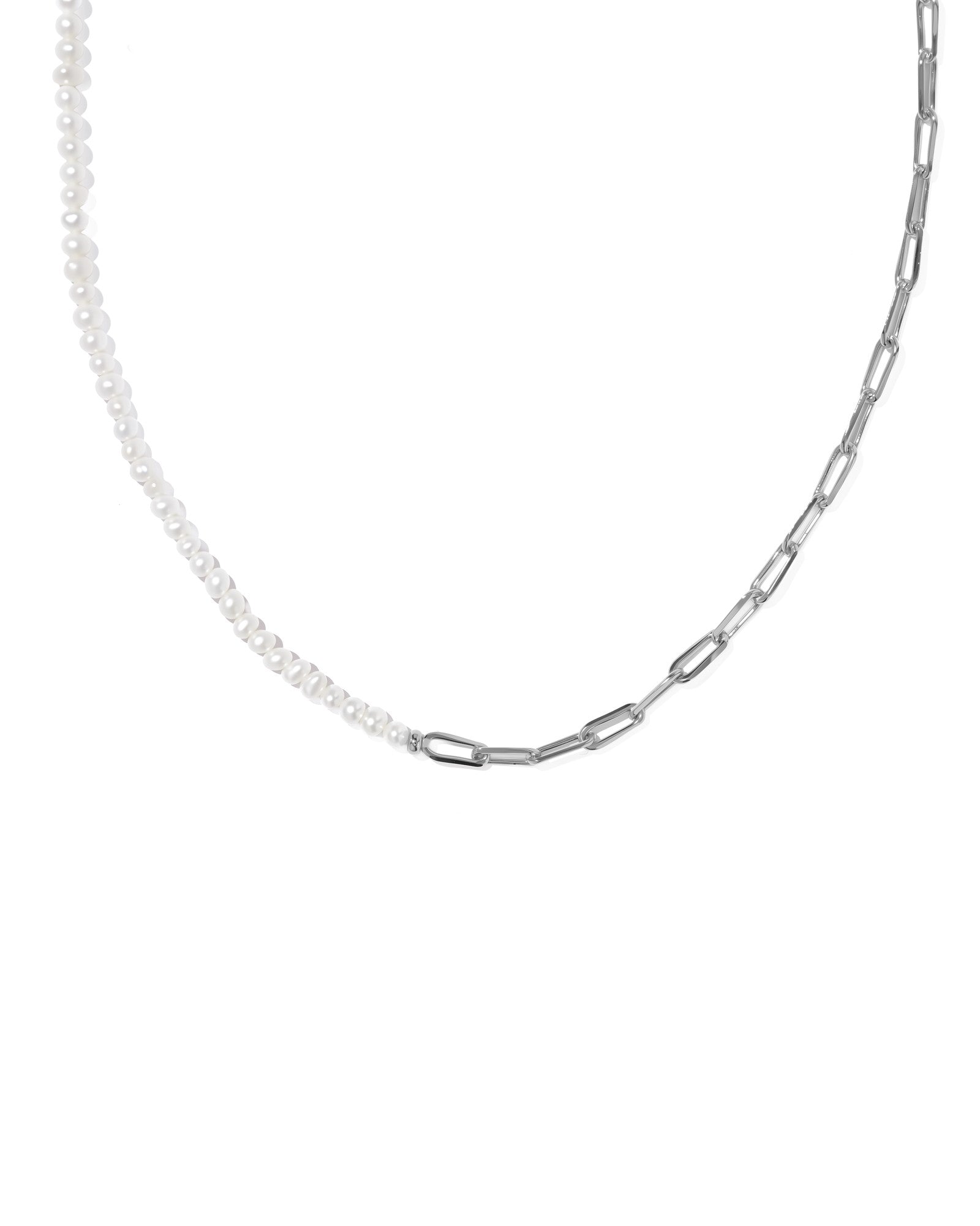 Markie half chain necklace Silver freshwater cultured pearl