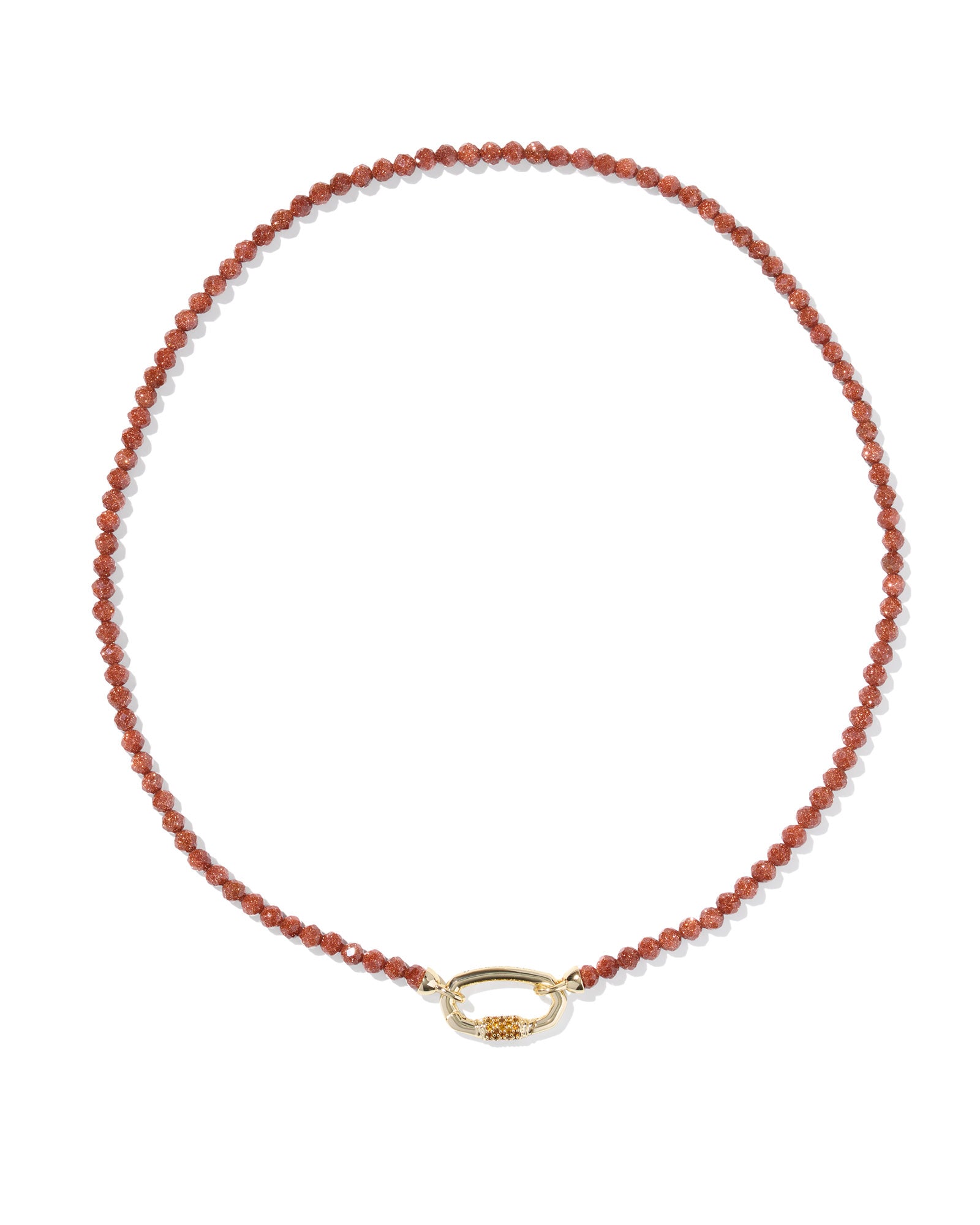 Emery Beaded Strand Necklace in Gold Orange Goldstone