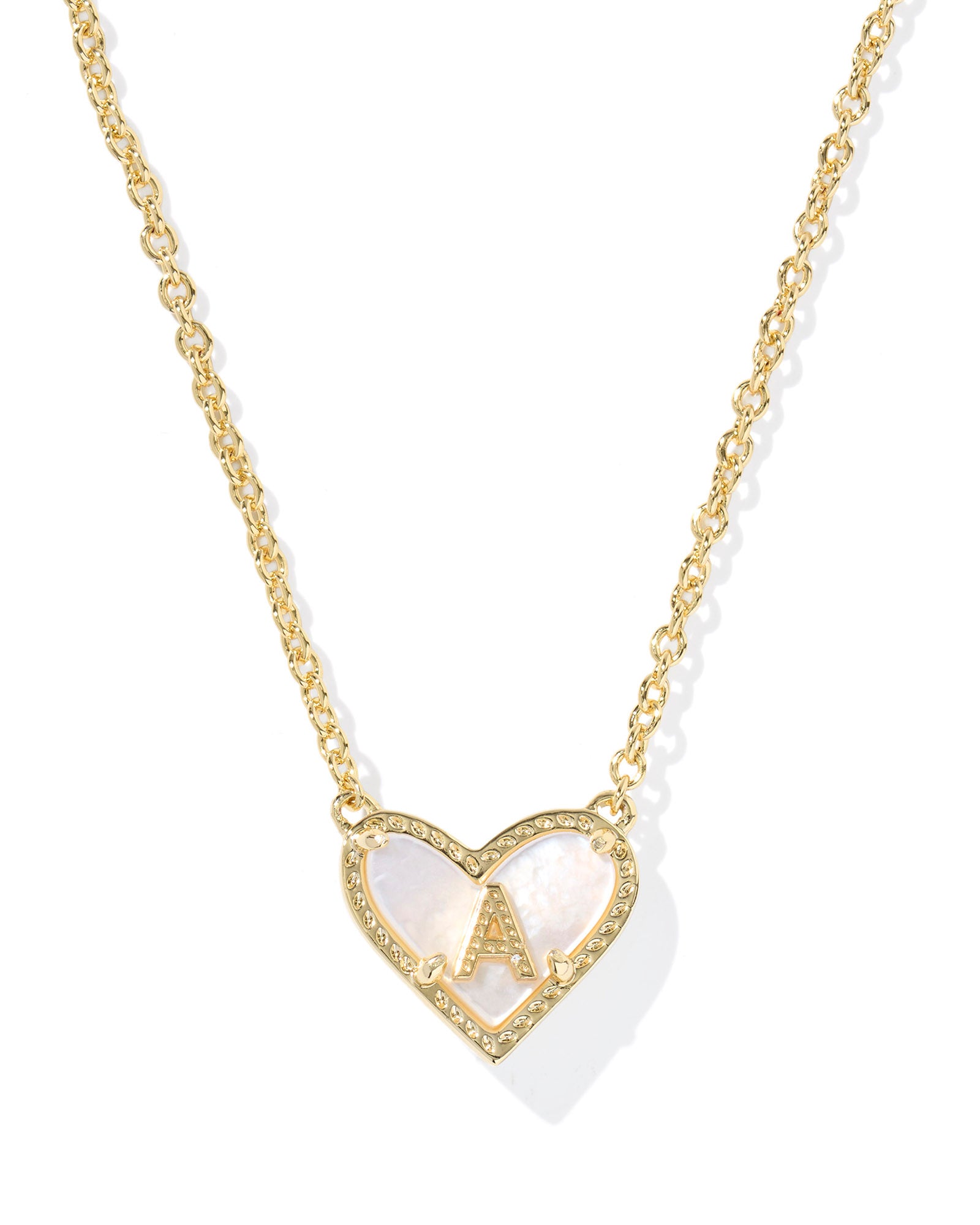 Heart Letter A Pndnt. Necklace Gold Ivory MOP
