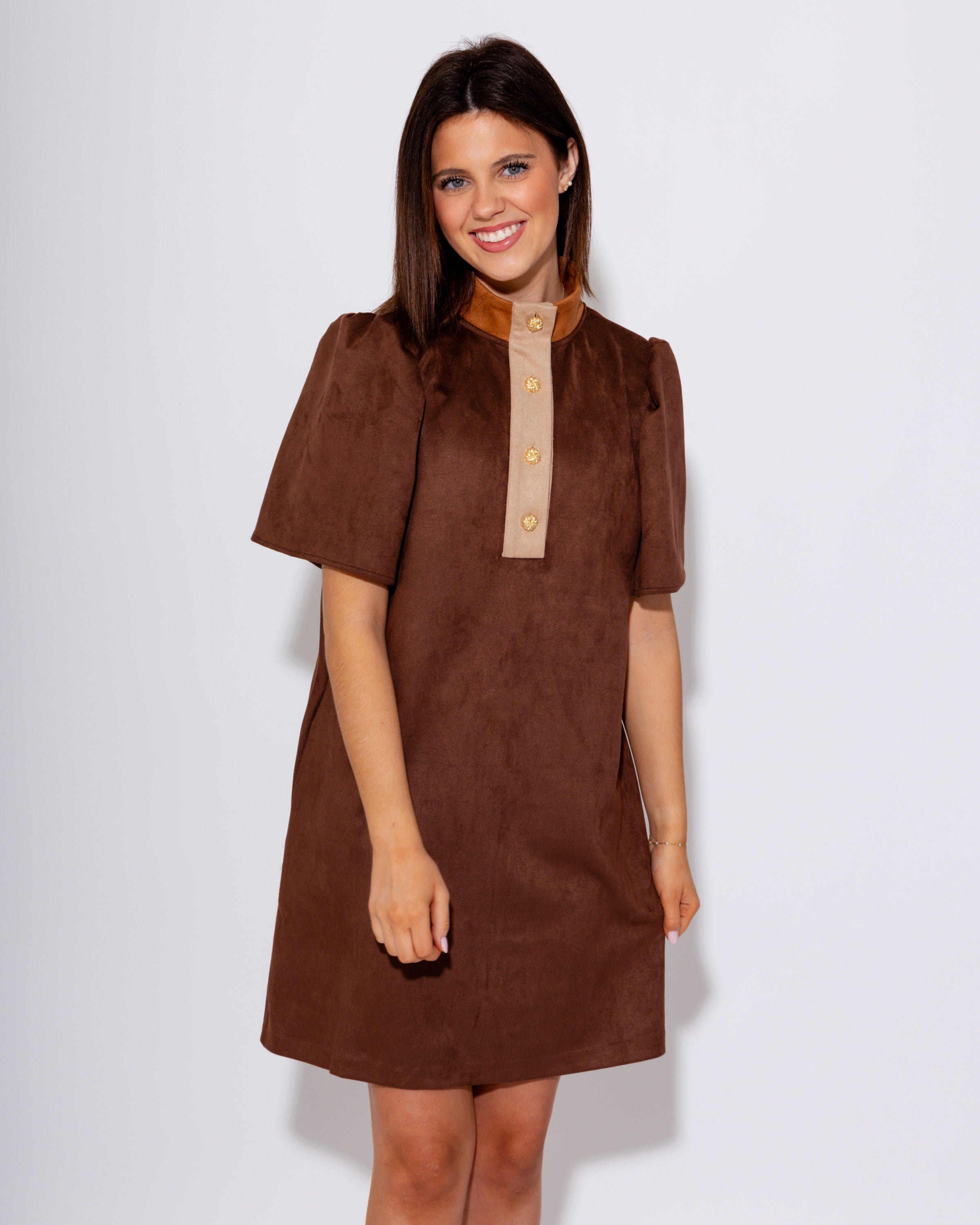 The Braided Button Suede Mini Dress