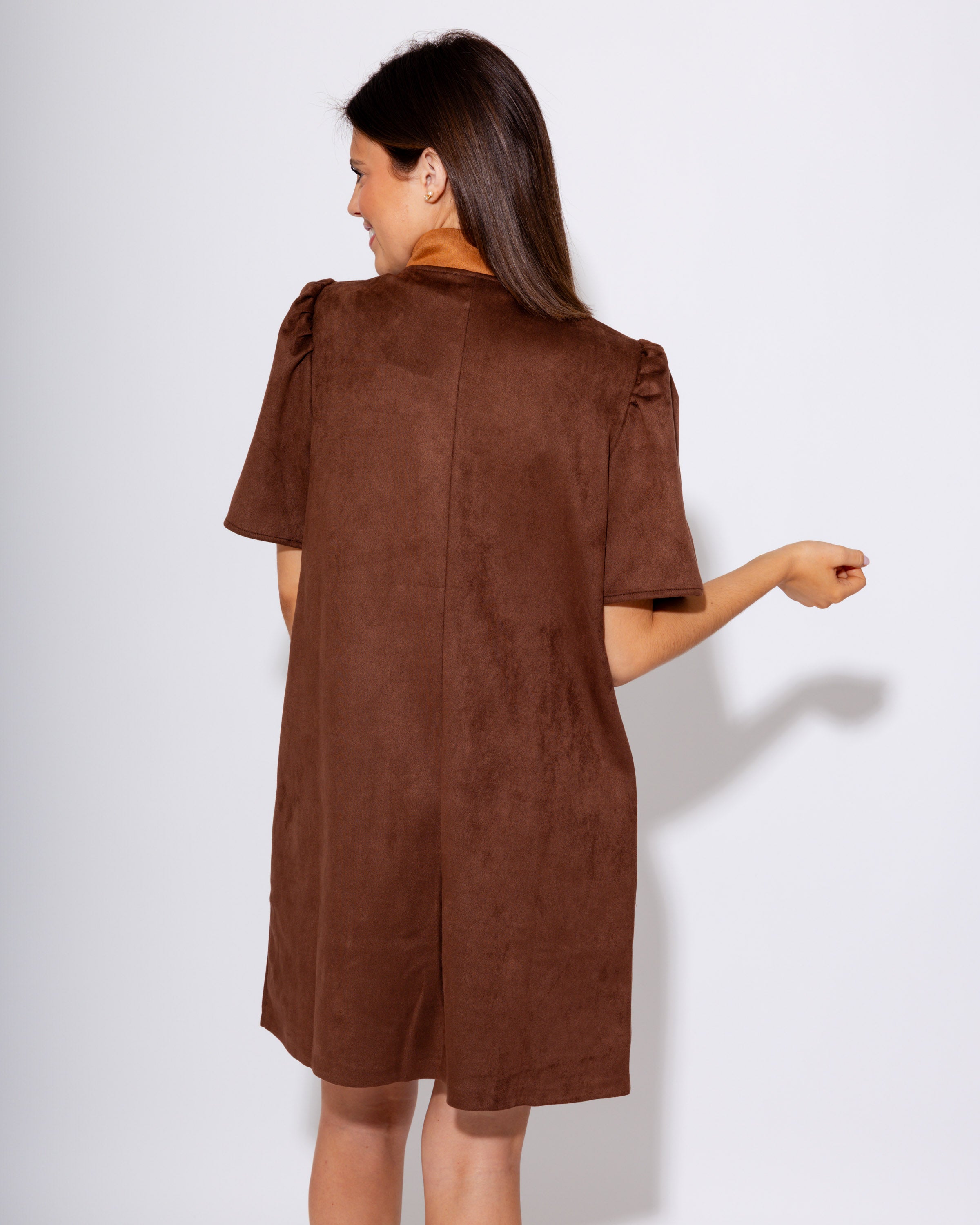 The Braided Button Suede Mini Dress