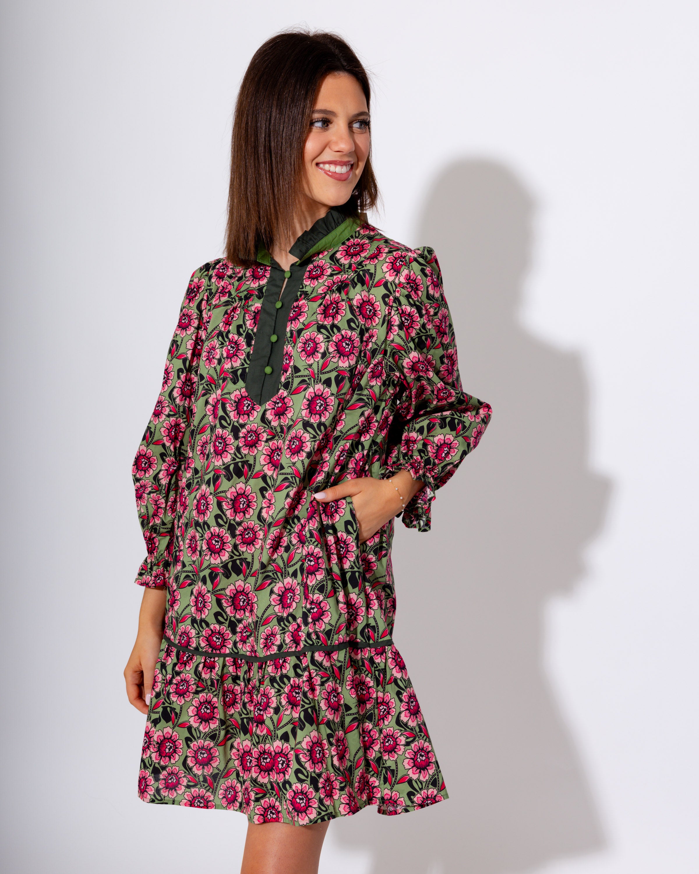 The Magenta Moment Puff Sleeve Dress