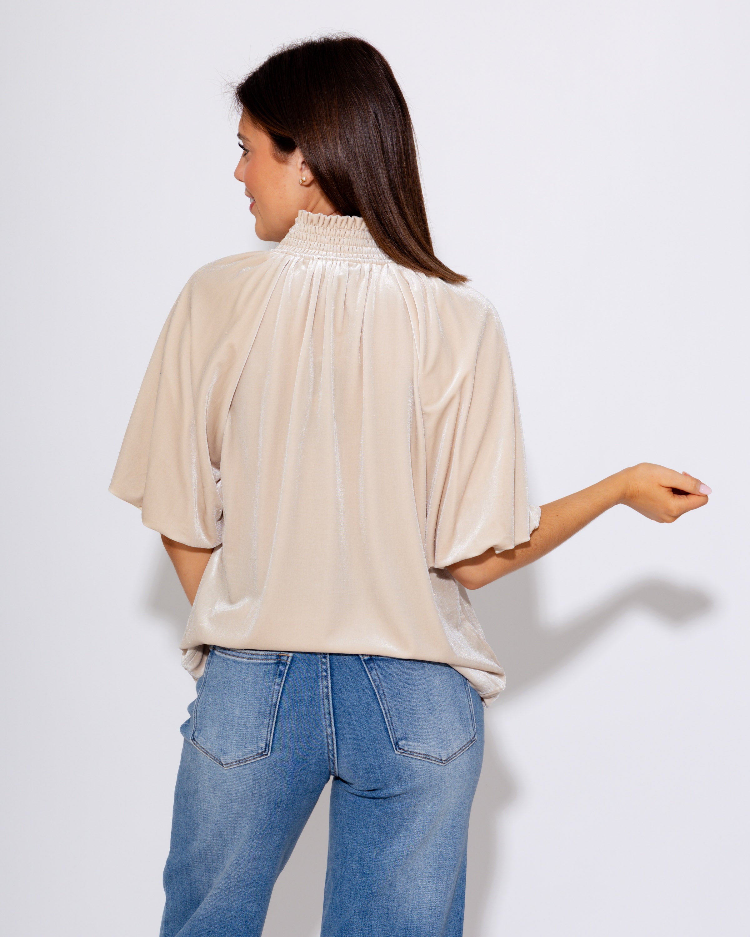 Split Neck Contrast Placket Blouse