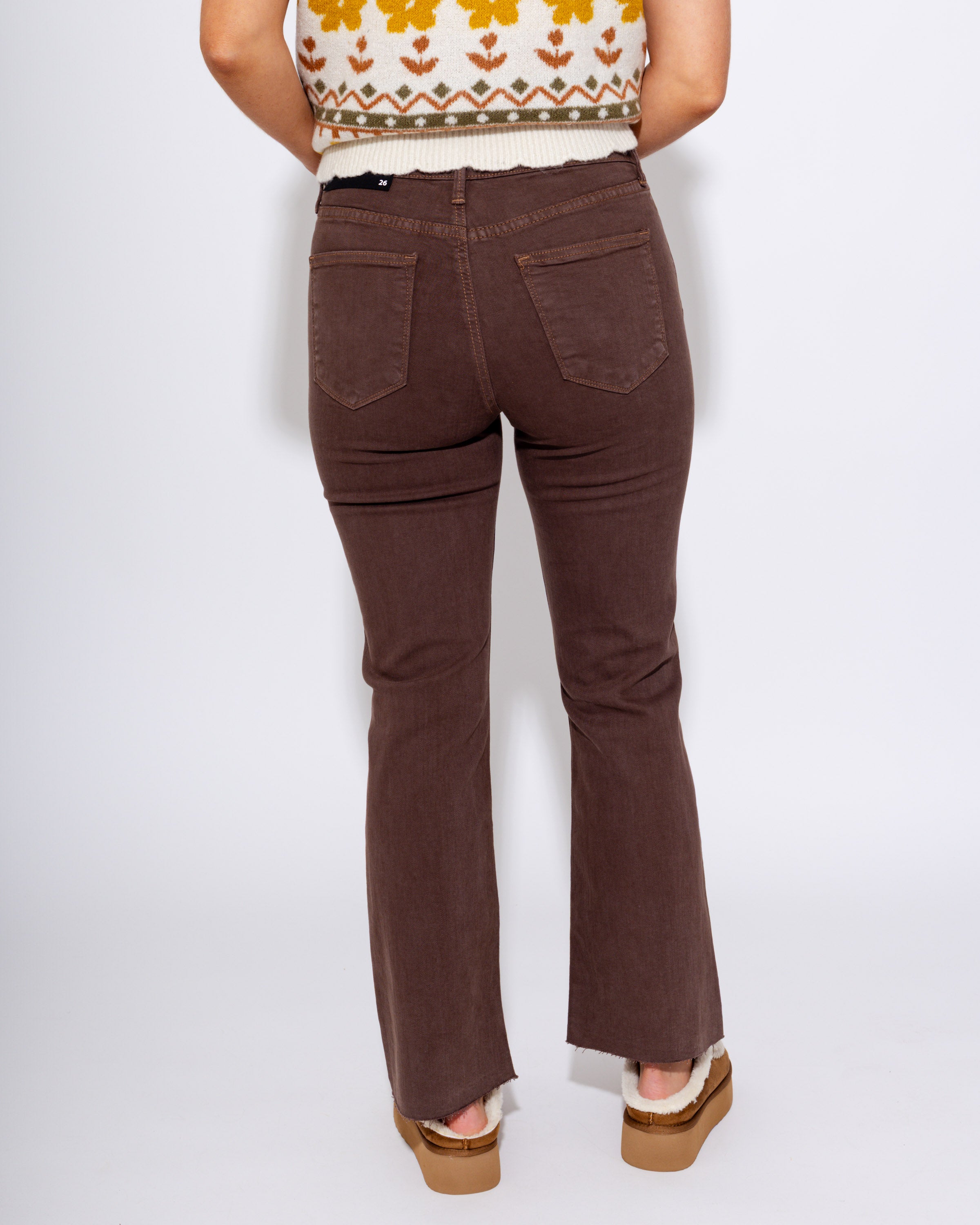 Brown Crop Flare Jeans