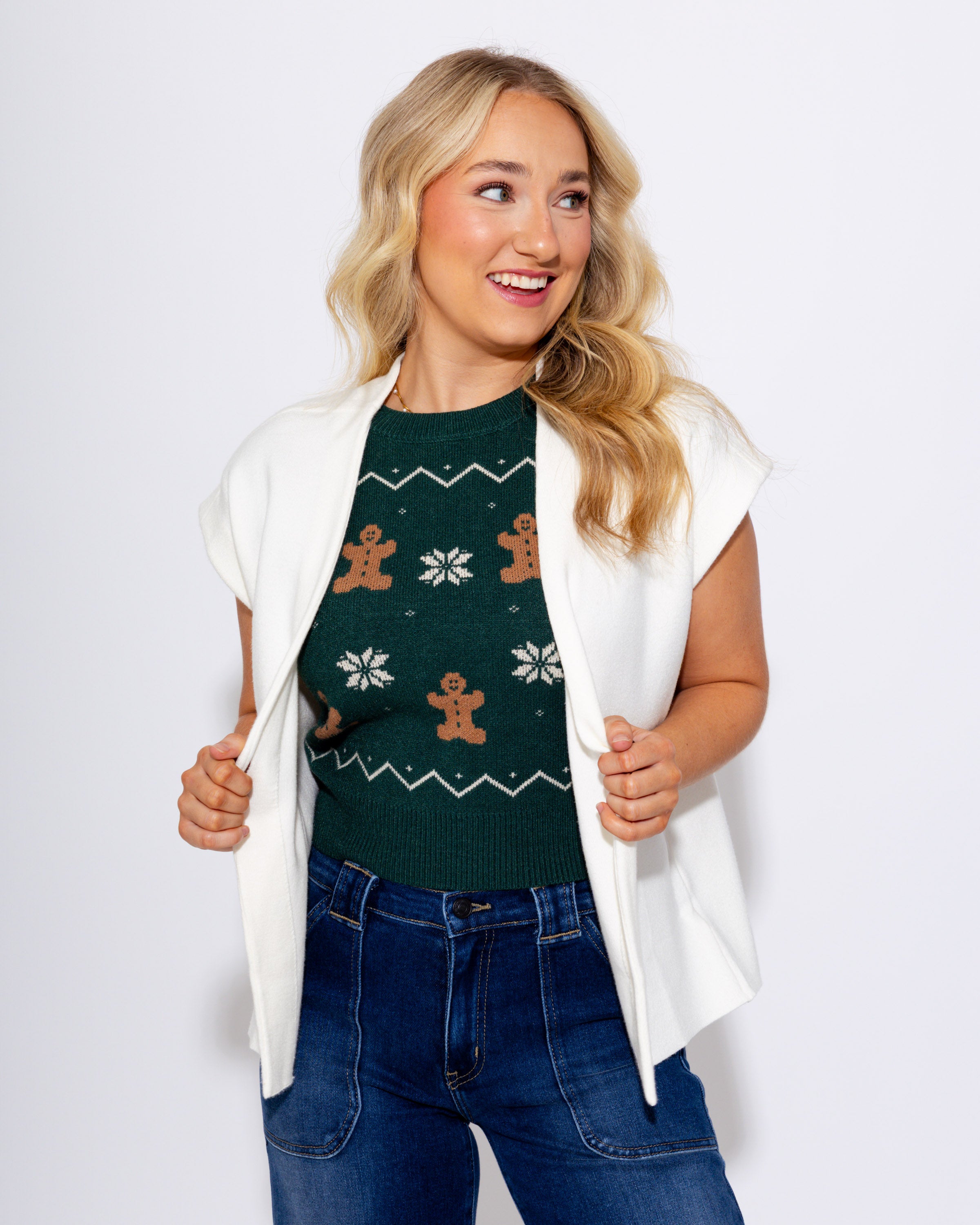 Oversized Single Button Sweater Vest