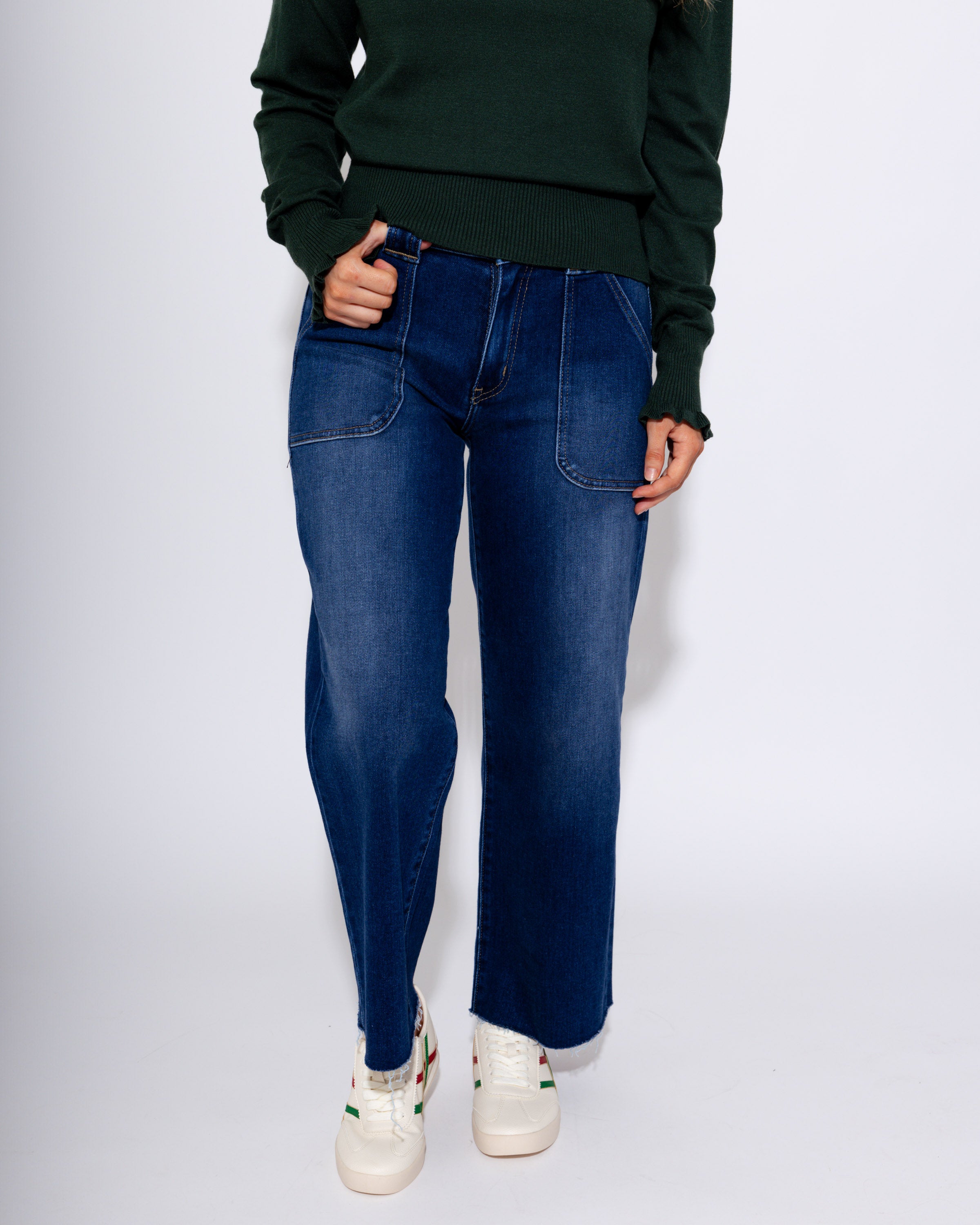 Petite Palazzo Jeans in Dark