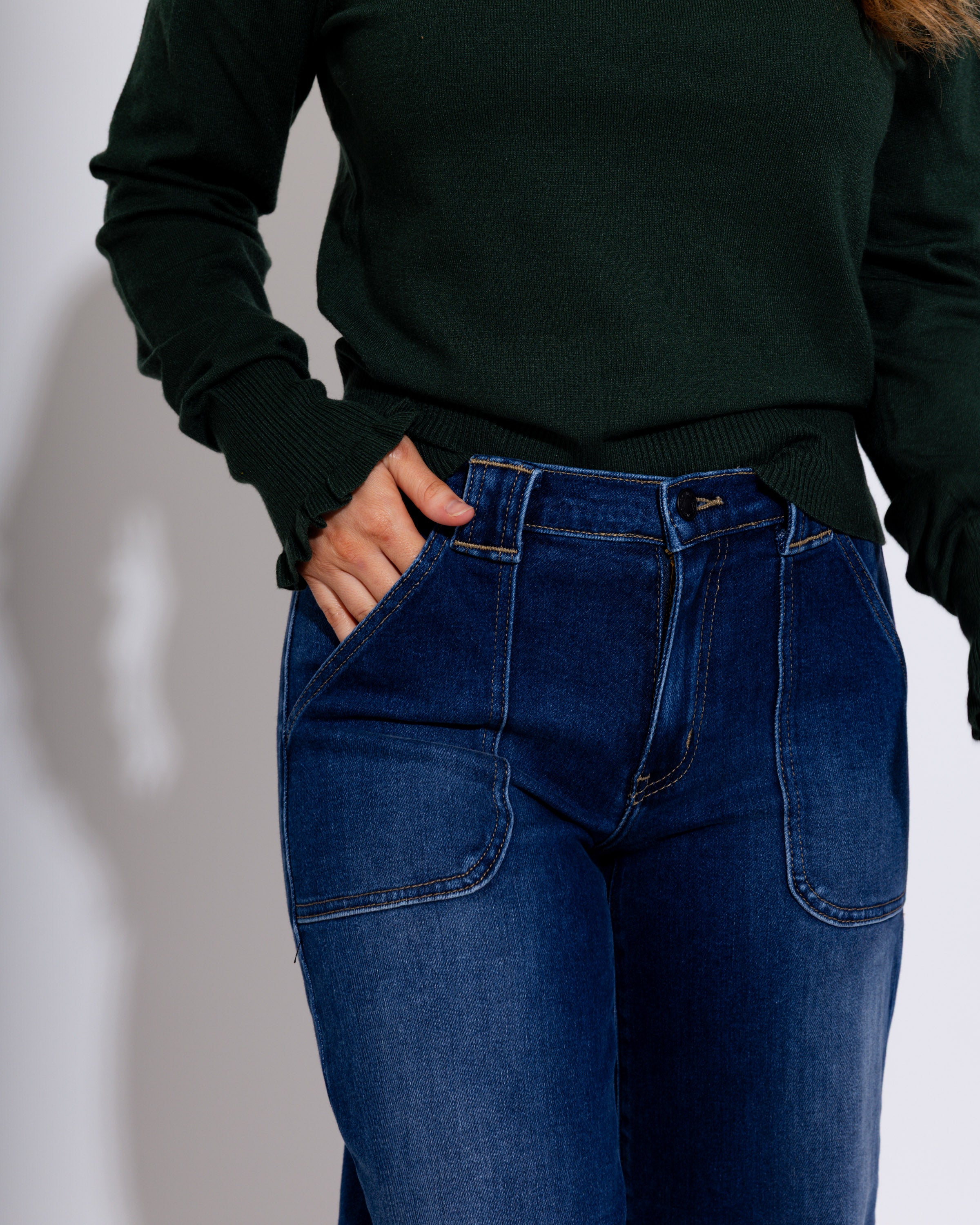 Petite Palazzo Jeans in Dark