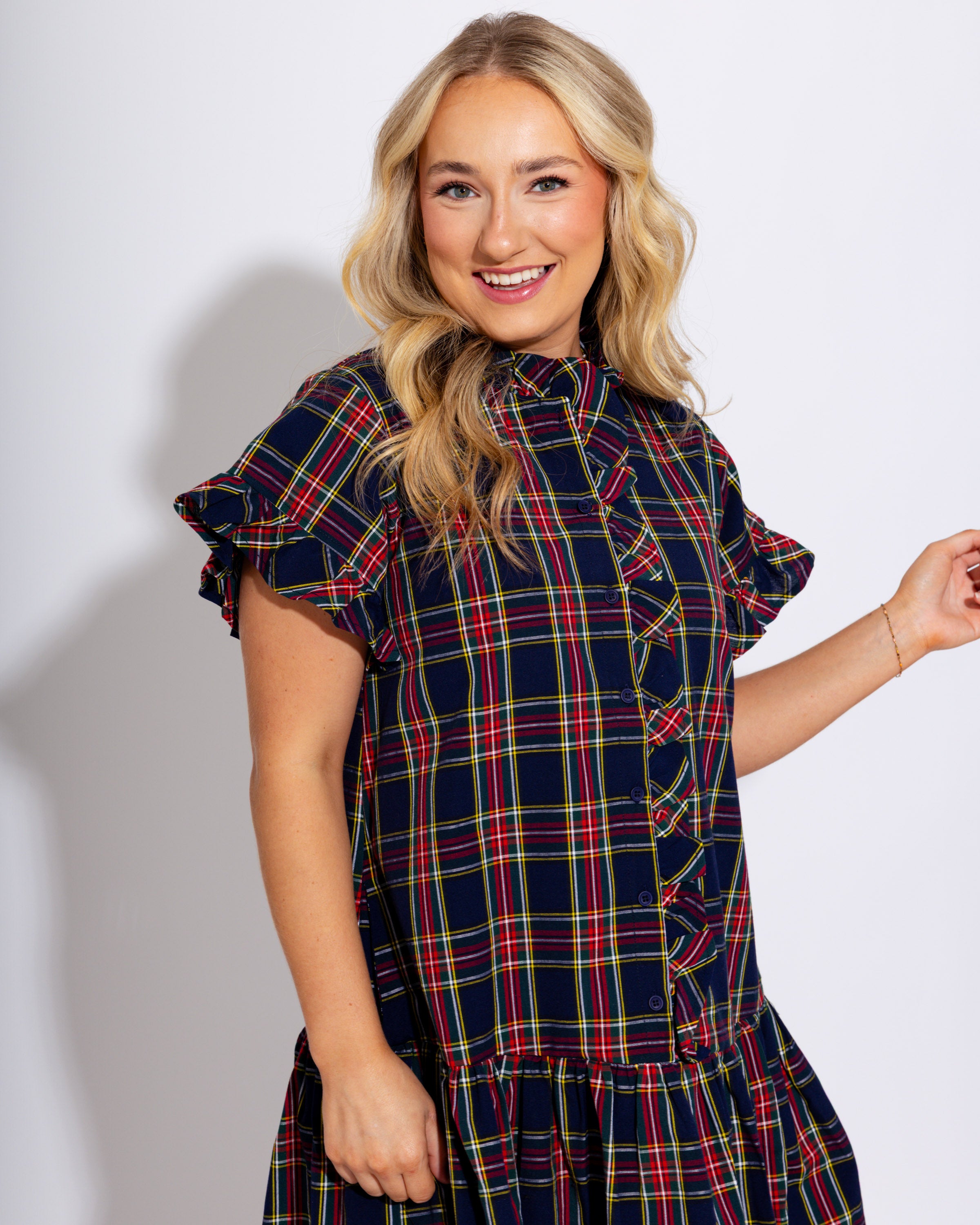 Plaid Perfection Ruffle Mini Dress