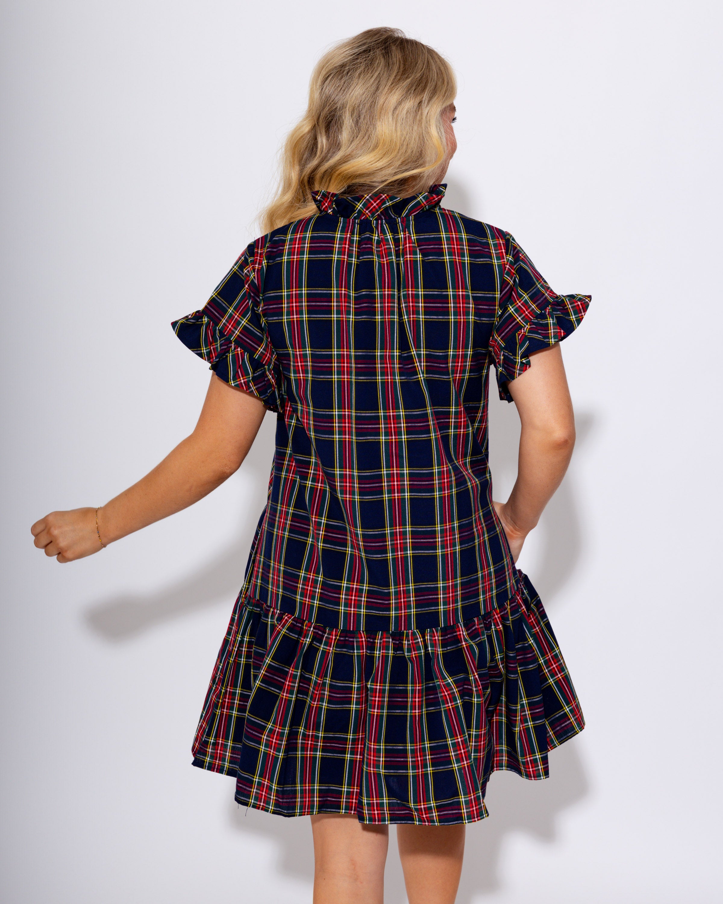 Plaid Perfection Ruffle Mini Dress