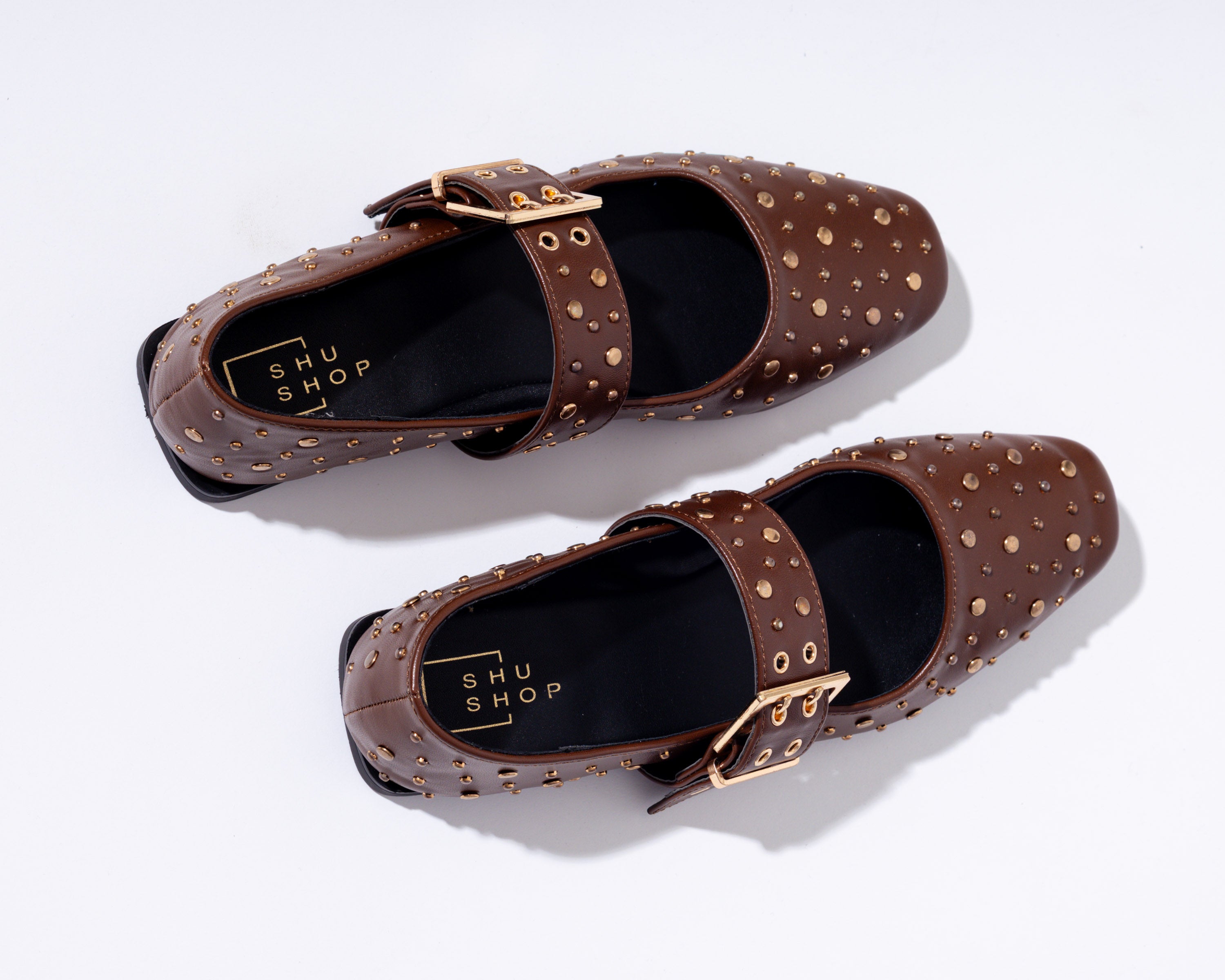 Avril Brown Studded Flats